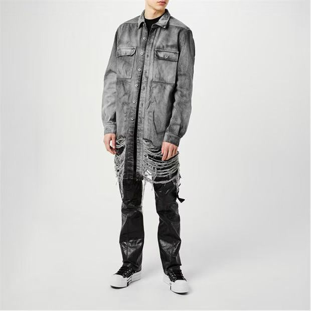 Rick Owens o1g2r1mq0624 Fringed Over shirts in Grey & Black Size US M / EU 48-50 / 2 - 4 Thumbnail