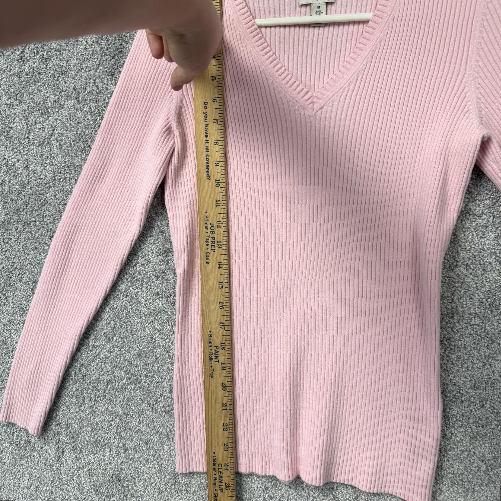 Vintage VINTAGE St. John's Bay Sweater Women M Pink Solid Knit Slim Fit V-Neck Long Sleeve Spring Casual Preppy Office Core Size M / US 6-8 / IT 42-44 - 2 Thumbnail