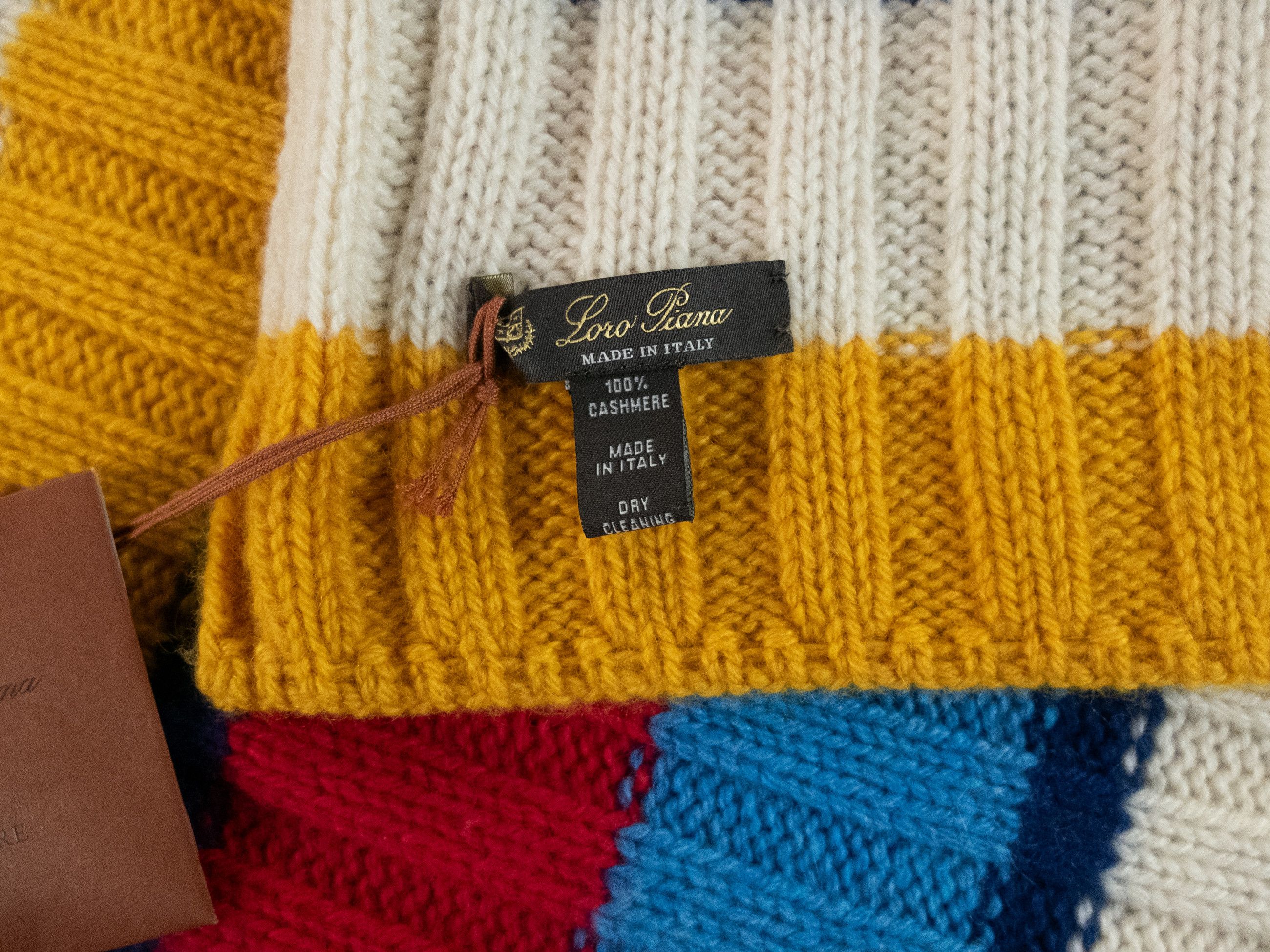 Loro Piana LORO PIANA Deer Valley cream red blue knit cashmere scarf Size ONE SIZE - 3 Thumbnail