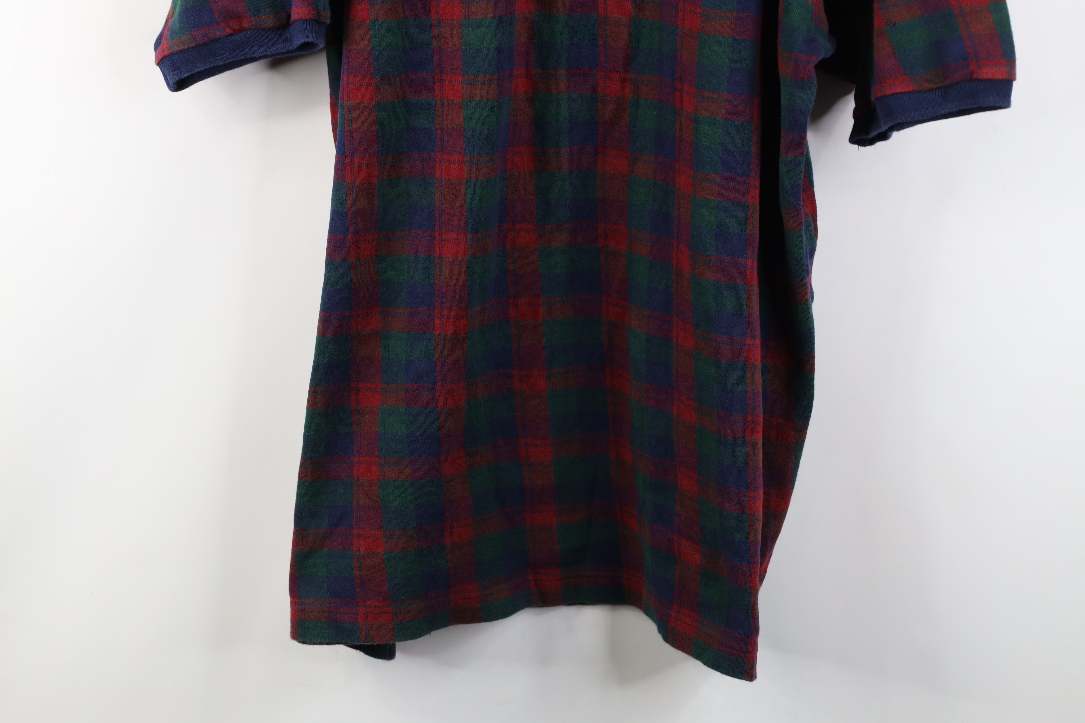 Vintage Vintage 90s Streetwear Flannel Henley T-Shirt Plaid Cotton Size US L / EU 52-54 / 3 - 3 Thumbnail