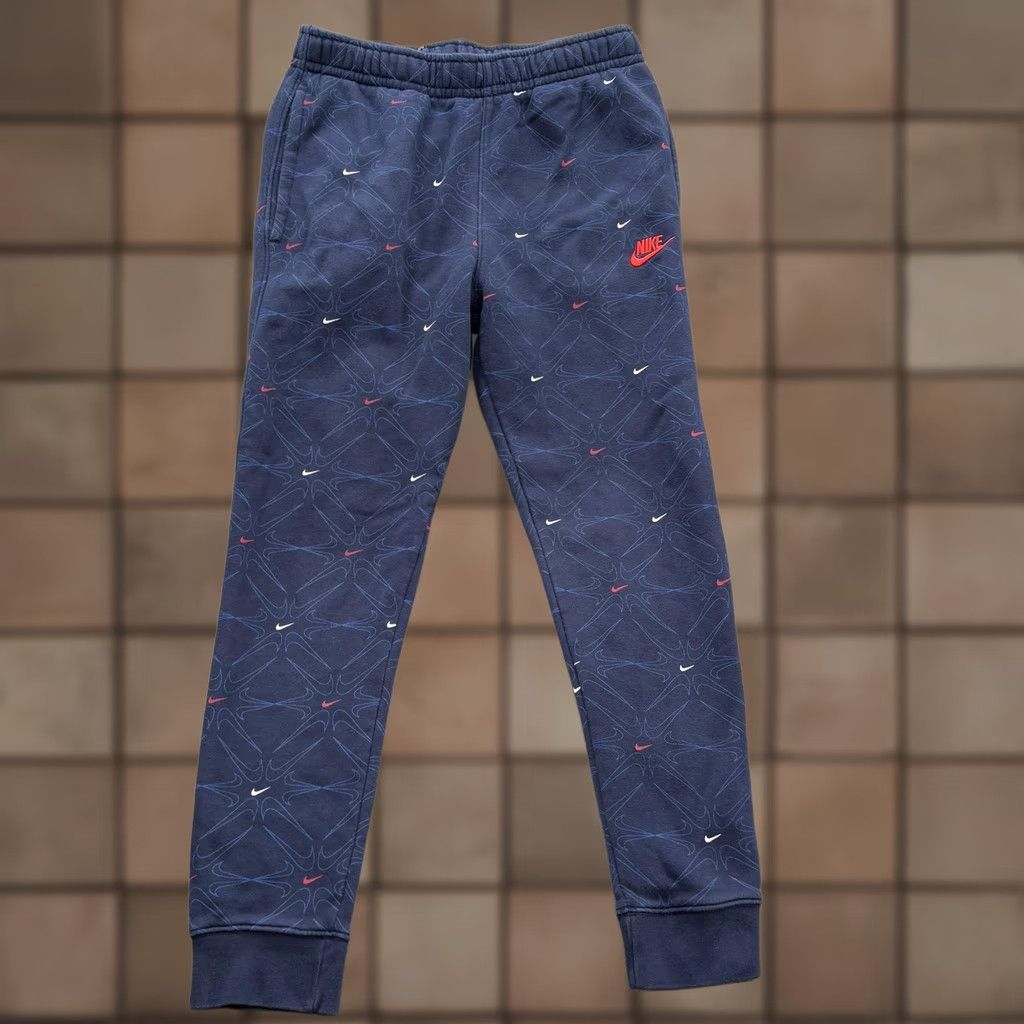 Nike Nike Jogger Pants Men S Blue Geometric Pattern Cotton Drawstring Athletic Size US 29 - 1 Thumbnail