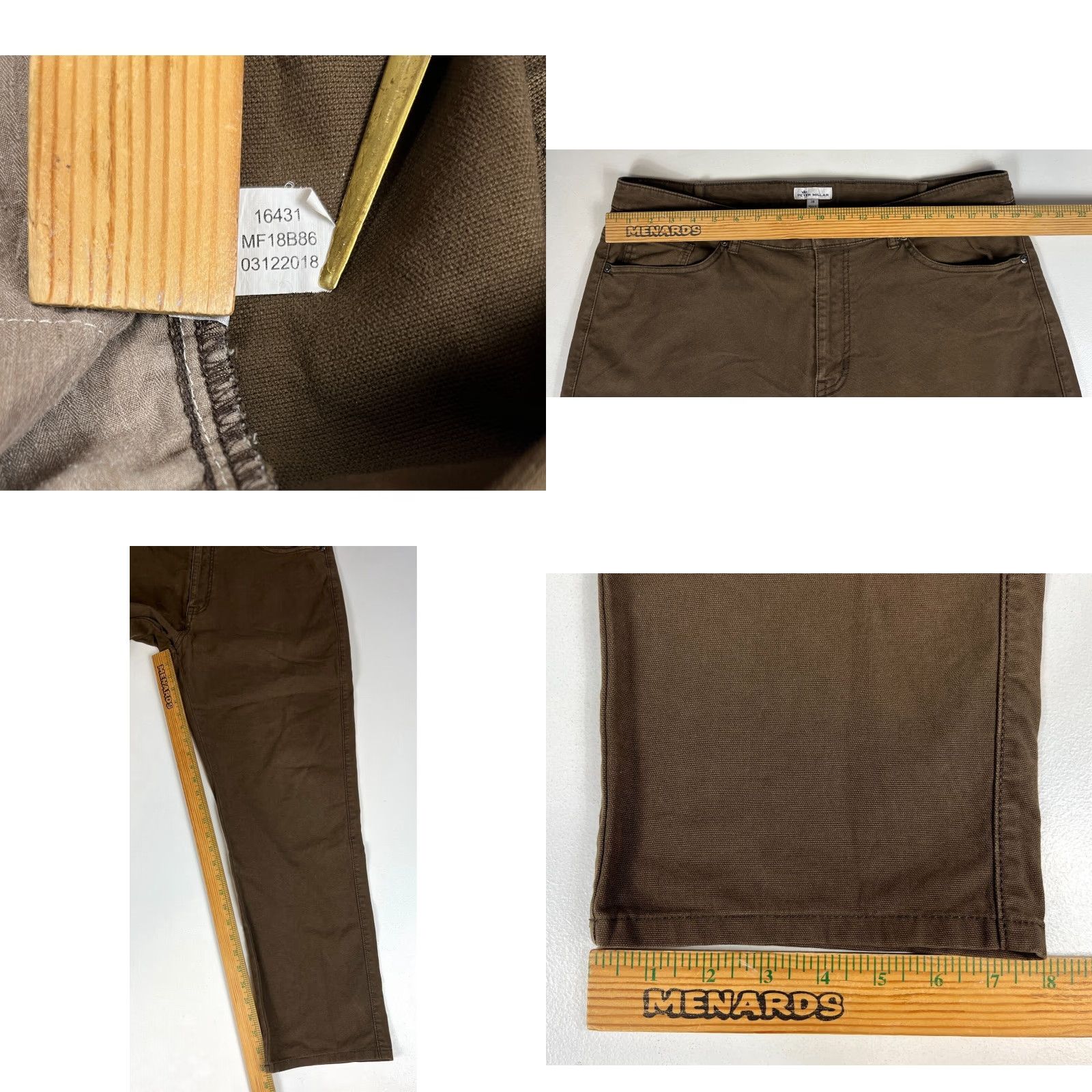 Peter Millar Peter Millar Crown Vintage Five-Pocket Pants Men’s 38x30 Canvas Chino Green Brown Straight Front Regular 98% Cotton 2% Spandex Size US 38 / EU 54 - 9 Thumbnail