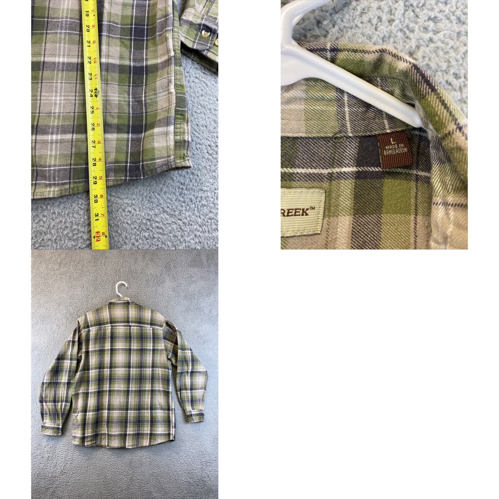 Vintage Hobbs Creek Mens Plaid Flannel Shirt L Green 100% Cotton Long Sleeve / 75-13 Size US L / EU 52-54 / 3 - 8 Thumbnail