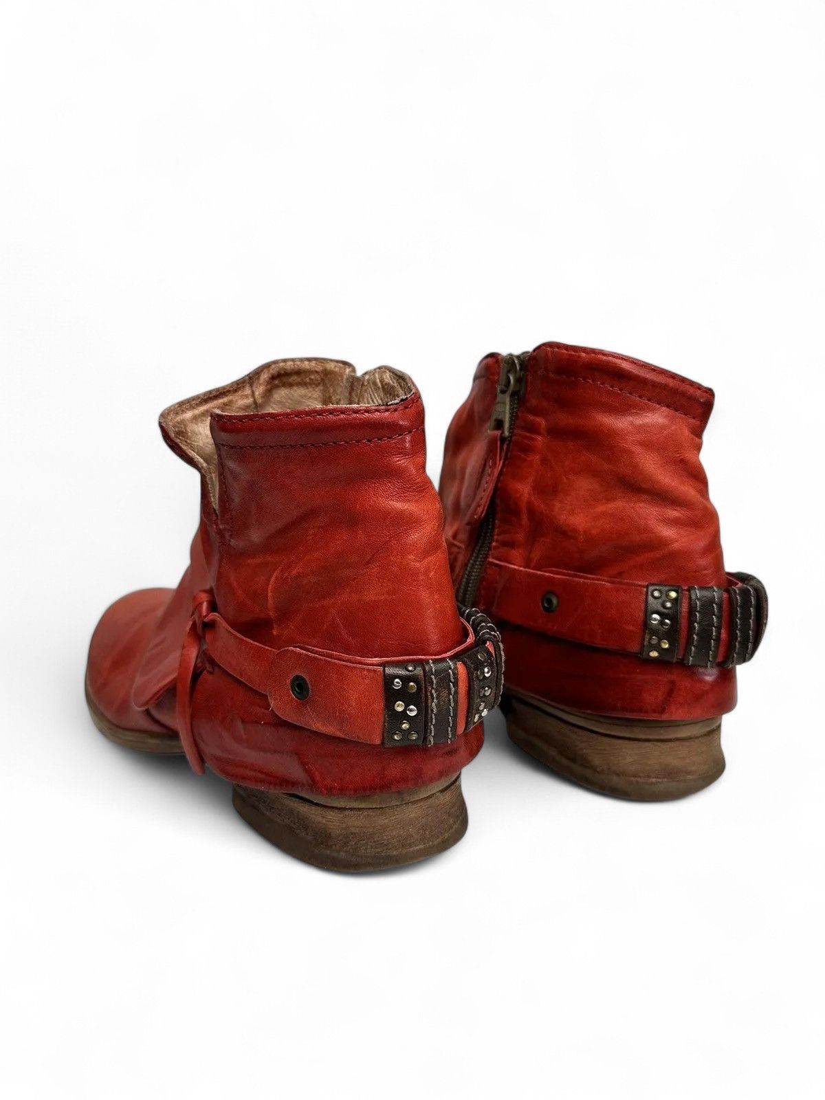 14th Addiction Prima Red Vintage Leather Boots Retro Streetwear Style Size US 9 / IT 39 - 8 Thumbnail