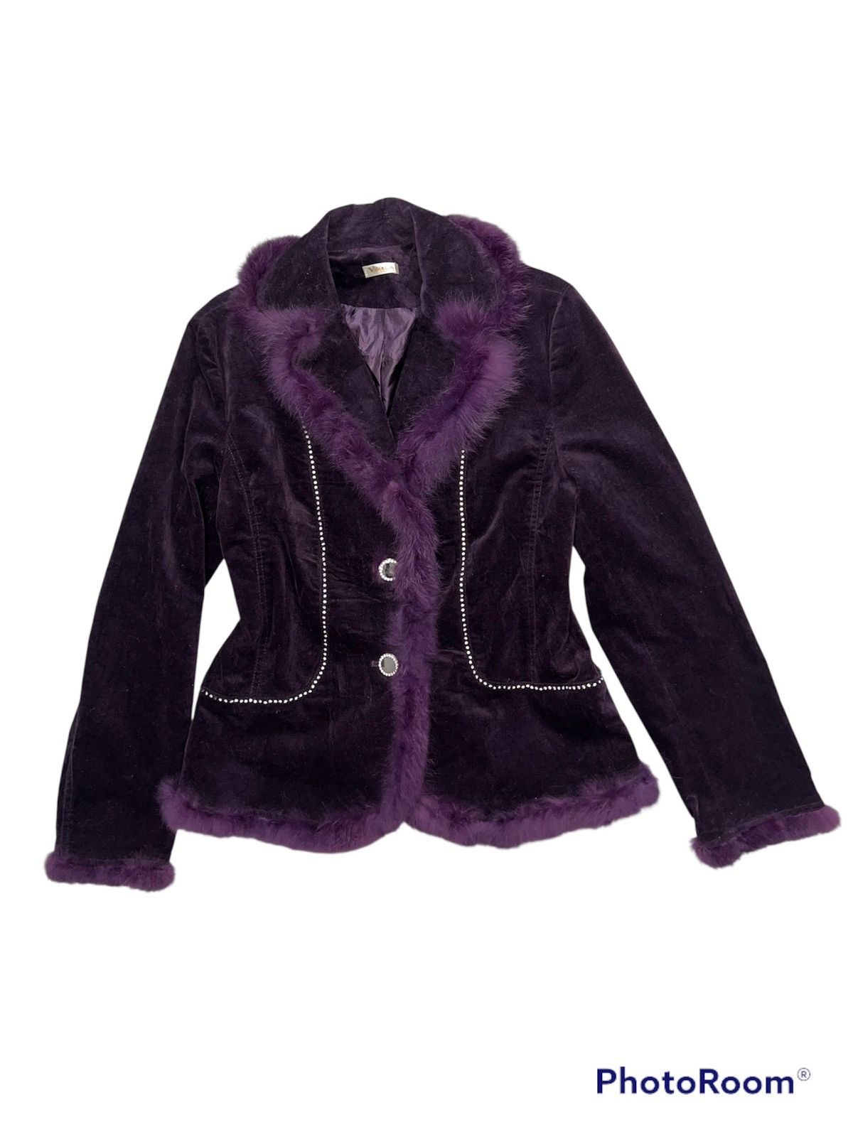 Velvet purple blazer with fur trim 🔮