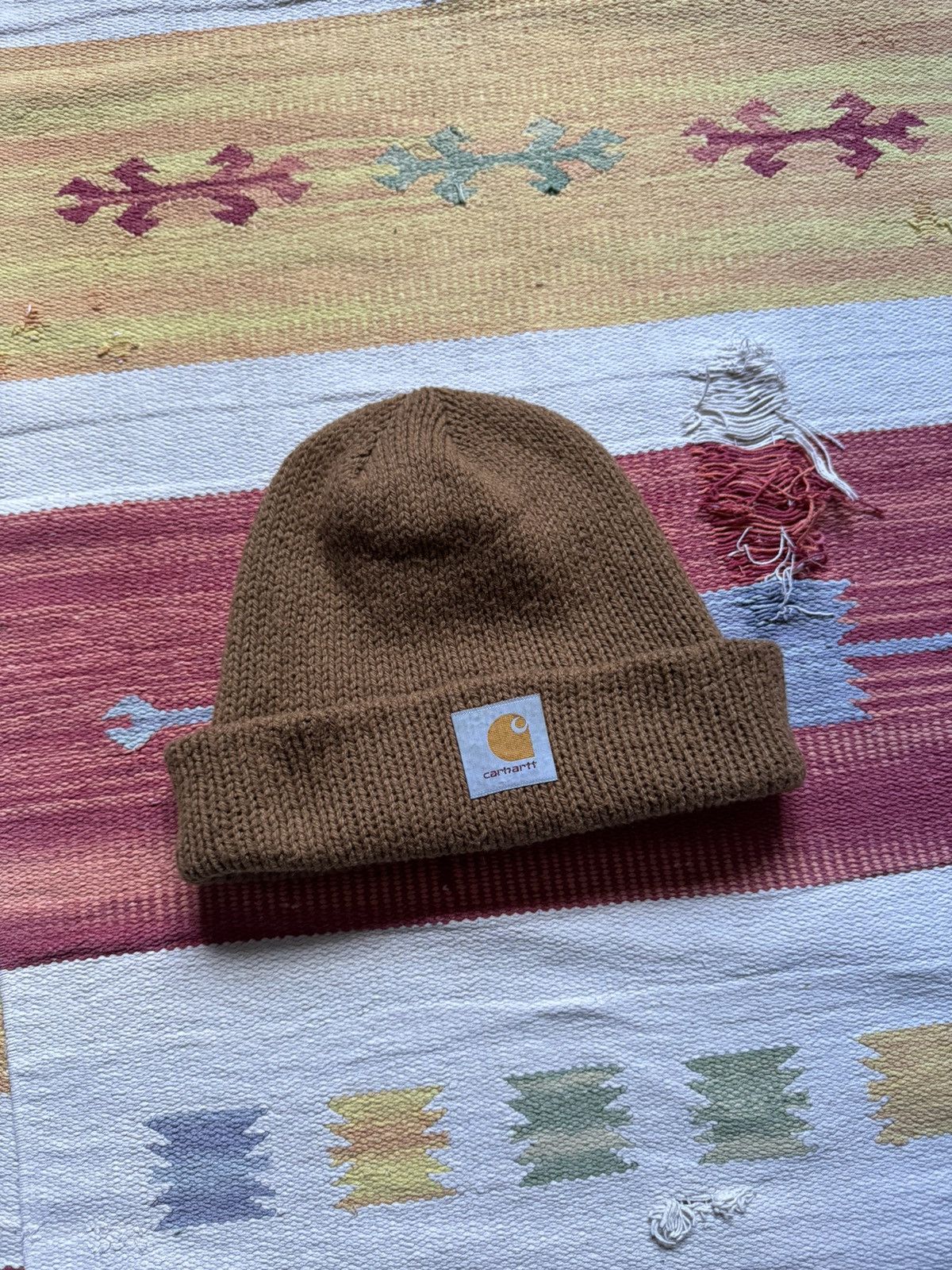 Carhartt Vintage 90’s Carhartt USA Knitted Wool Brown Winter Hat Size ONE SIZE - 1 Thumbnail