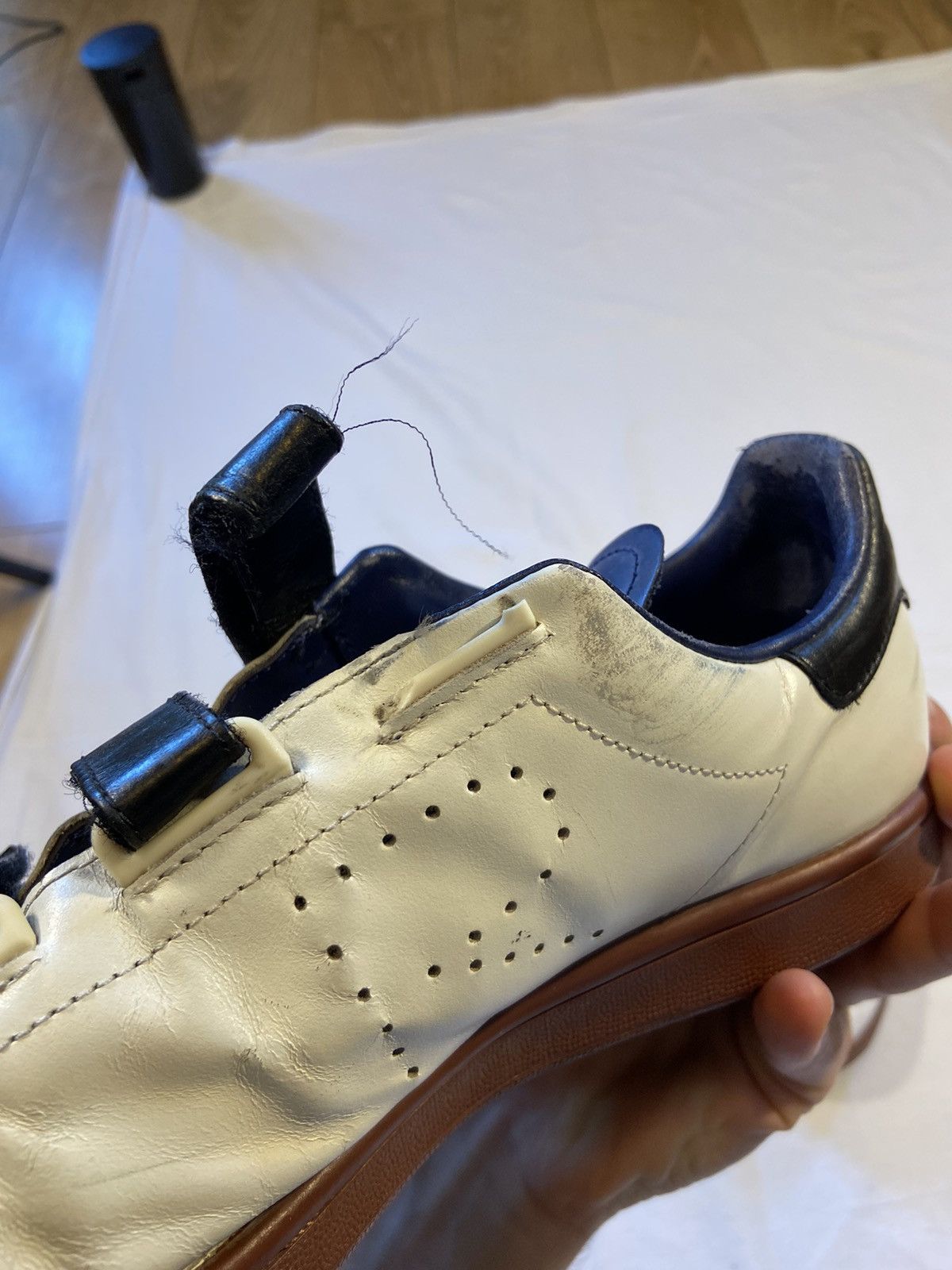 Stan Smith with velcro straps with navy black and Brown