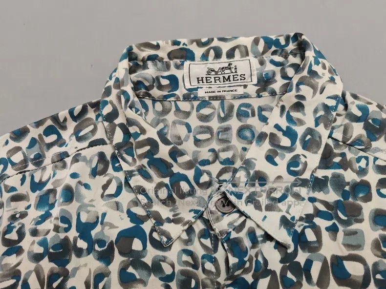 Hermes Hermes size 38 Men's silk short-sleeve shirt, 100% mulberry Size US S / EU 44-46 / 1 - 3 Thumbnail