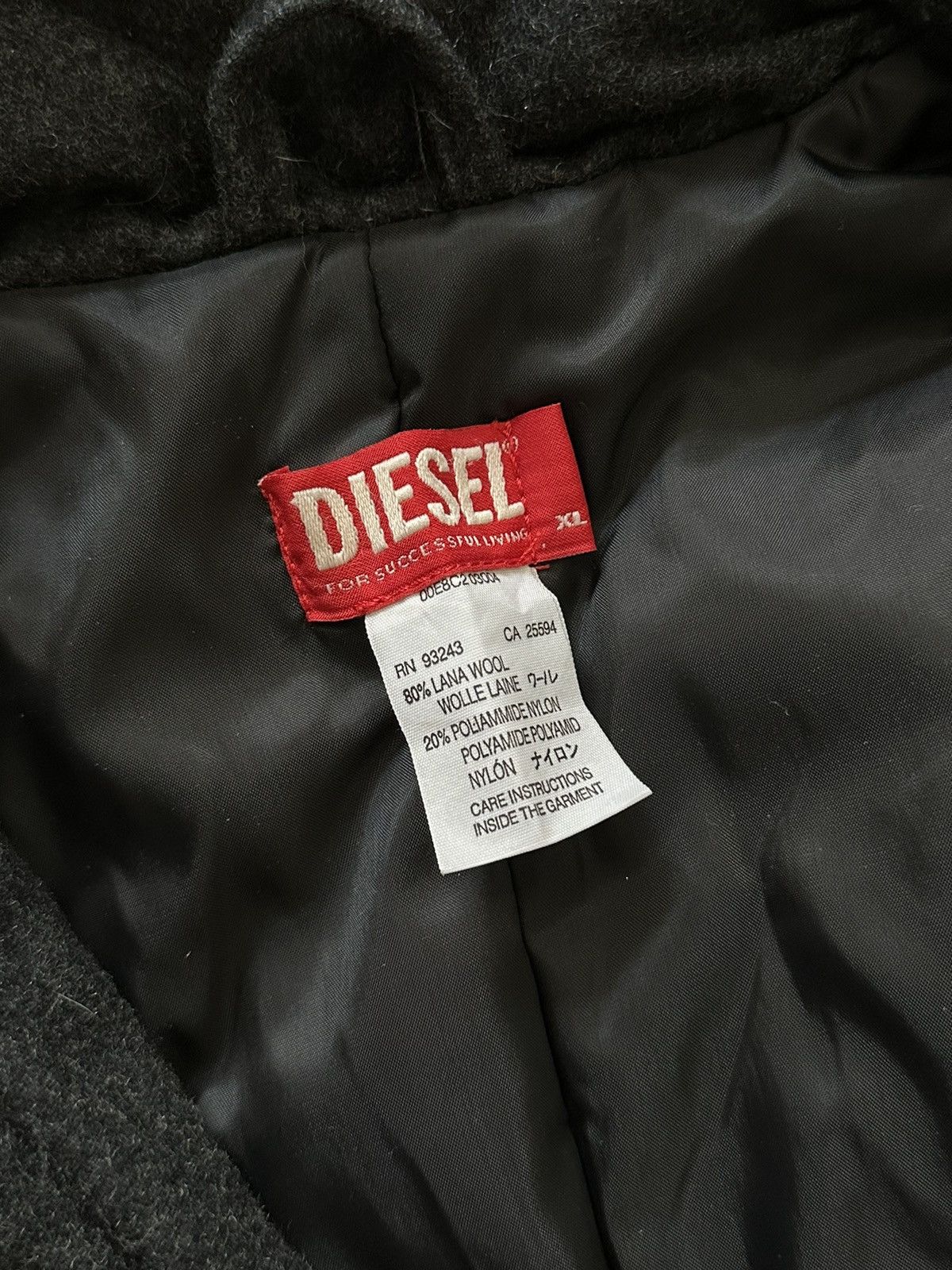 Diesel × Vintage Diesel Vintage Disstressed Patch Pocket Wool Hooded Jacket Size L / US 10 / IT 46 - 7 Thumbnail