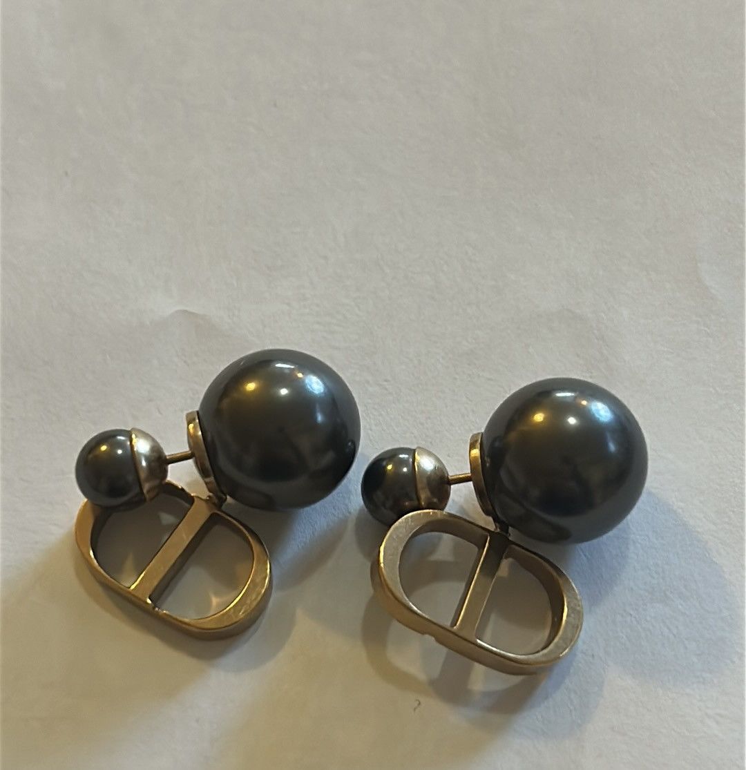 Dior DIOR TRIBALES Earrings Bronze-Finish Metal and Gray Resin Size ONE SIZE - 4 Thumbnail