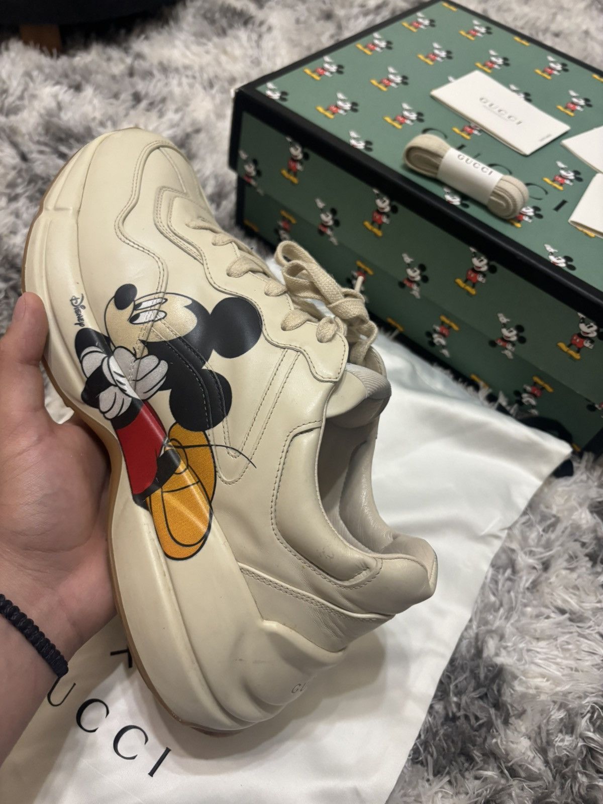 Gucci New Super Rare Gucci x Mickey Mouse Rhyton Leather Sneaker Size US 9 / EU 42 - 1 Thumbnail