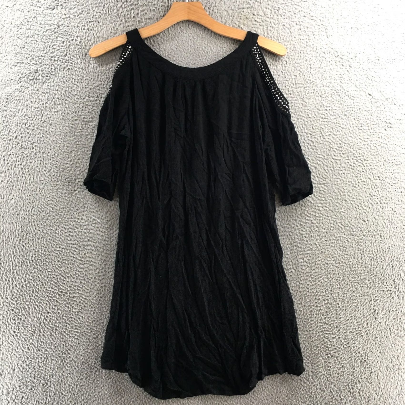Vintage Knox Rose Blouse Womens XL Solid Black Cold Shoulder Studded 3/4 Sleeve Top Size XL / US 12-14 / IT 48-50 - 7 Thumbnail