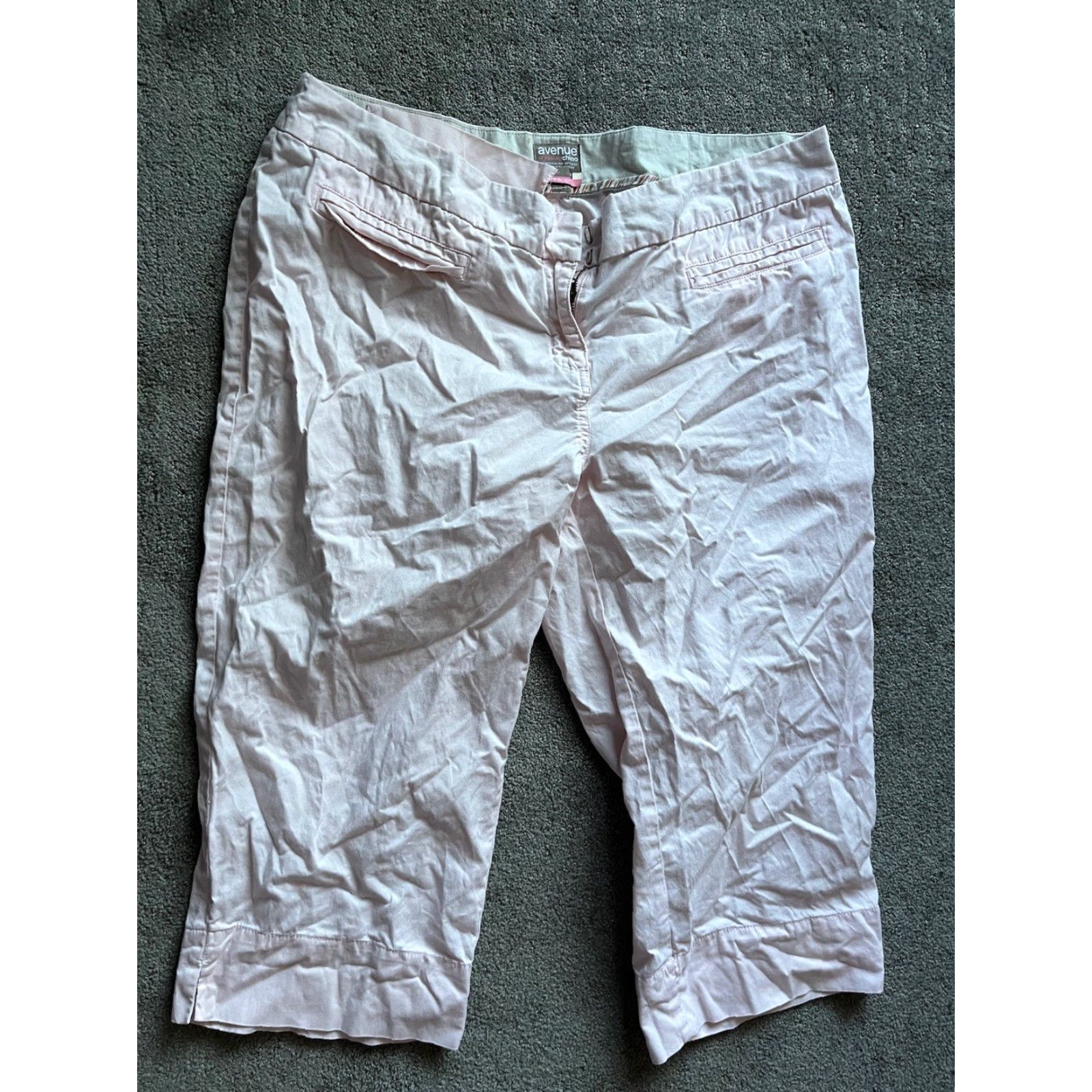 Avenue Venture Capri Pants Womens 14 Pink Stretch Chino Folded Hem Size 36" / US 14 / IT 50 - 2 Thumbnail