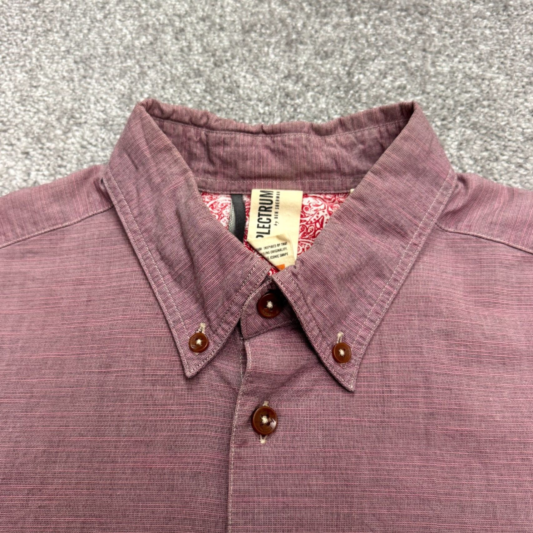 Ben Sherman VINTAGE Ben Sherman Plectum Mod Fit Button Down Shirt Mens M Chocolate Truffle Purple Solid Cotton Slim Button-Up Classic Preppy Mens Size US M / EU 48-50 / 2 - 3 Thumbnail