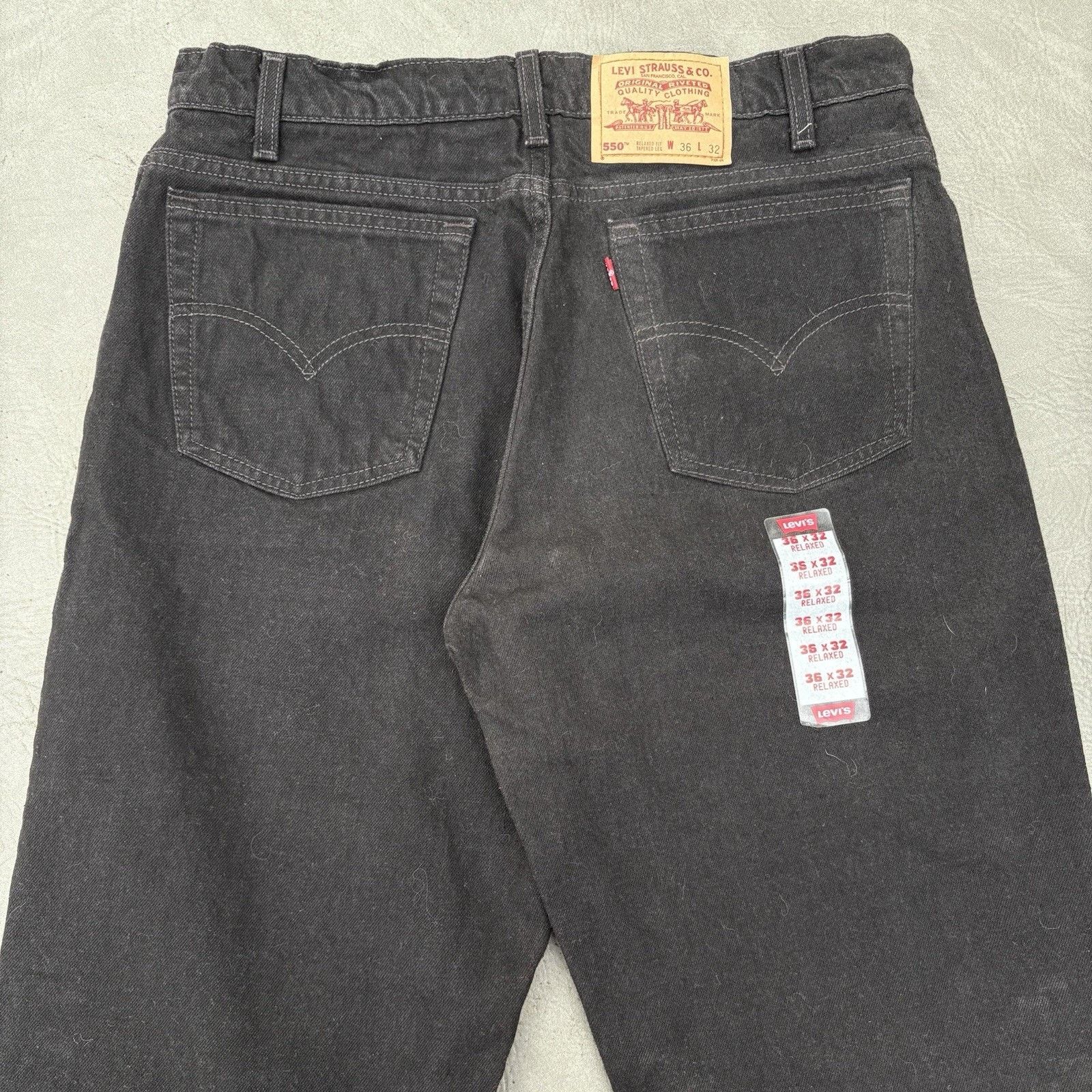 VINTAGE 90s Levi's 550 36x32 USA Jeans Deadstock Black