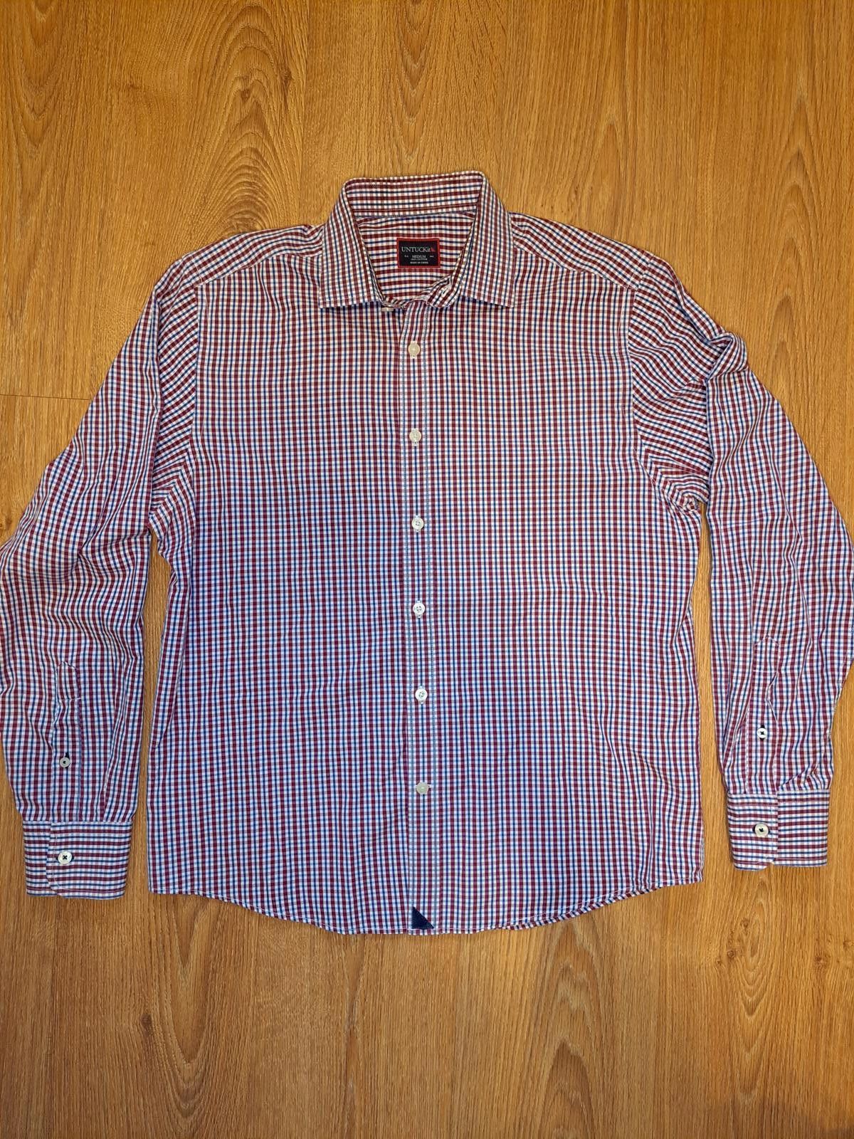 UNTUCKit Untuckit Dress Shirt Mens Medium Red Gingham Cotton Size 38R - 1 Thumbnail
