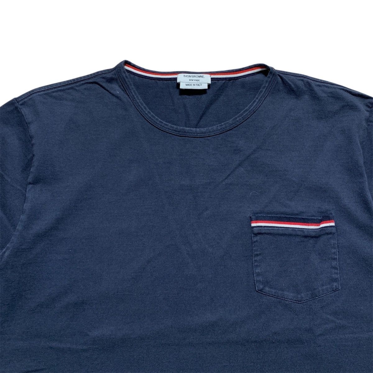 Thom Browne Thom Browne Blue Striped Chest Pocket Tshirt Size US M / EU 48-50 / 2 - 2 Thumbnail