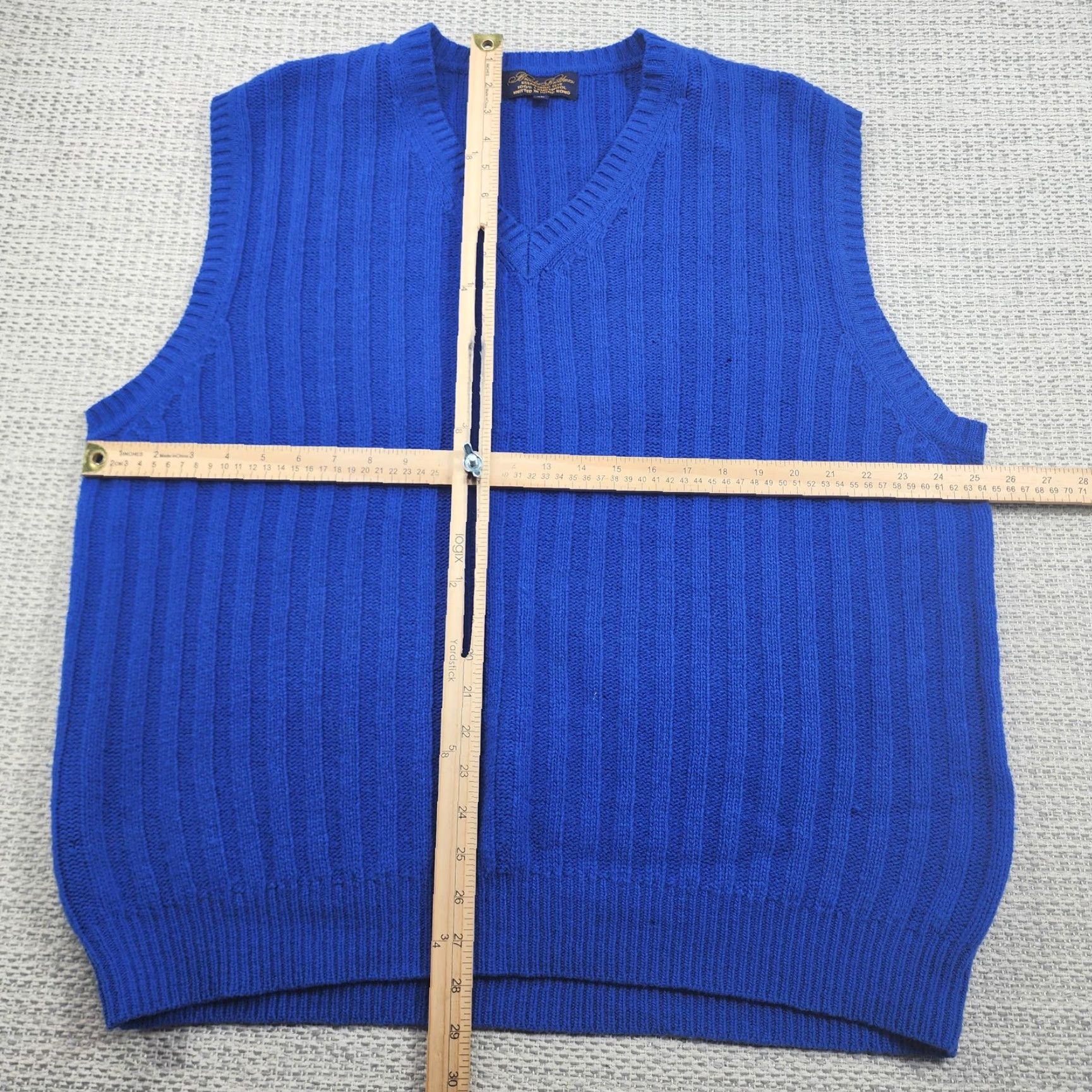 Brooks Brothers VINTAGE Brooks Brothers Sweater Vest Mens XL Blue Lambswool V Neck Rib Knit Pullover Size US XL / EU 56 / 4 - 6 Thumbnail
