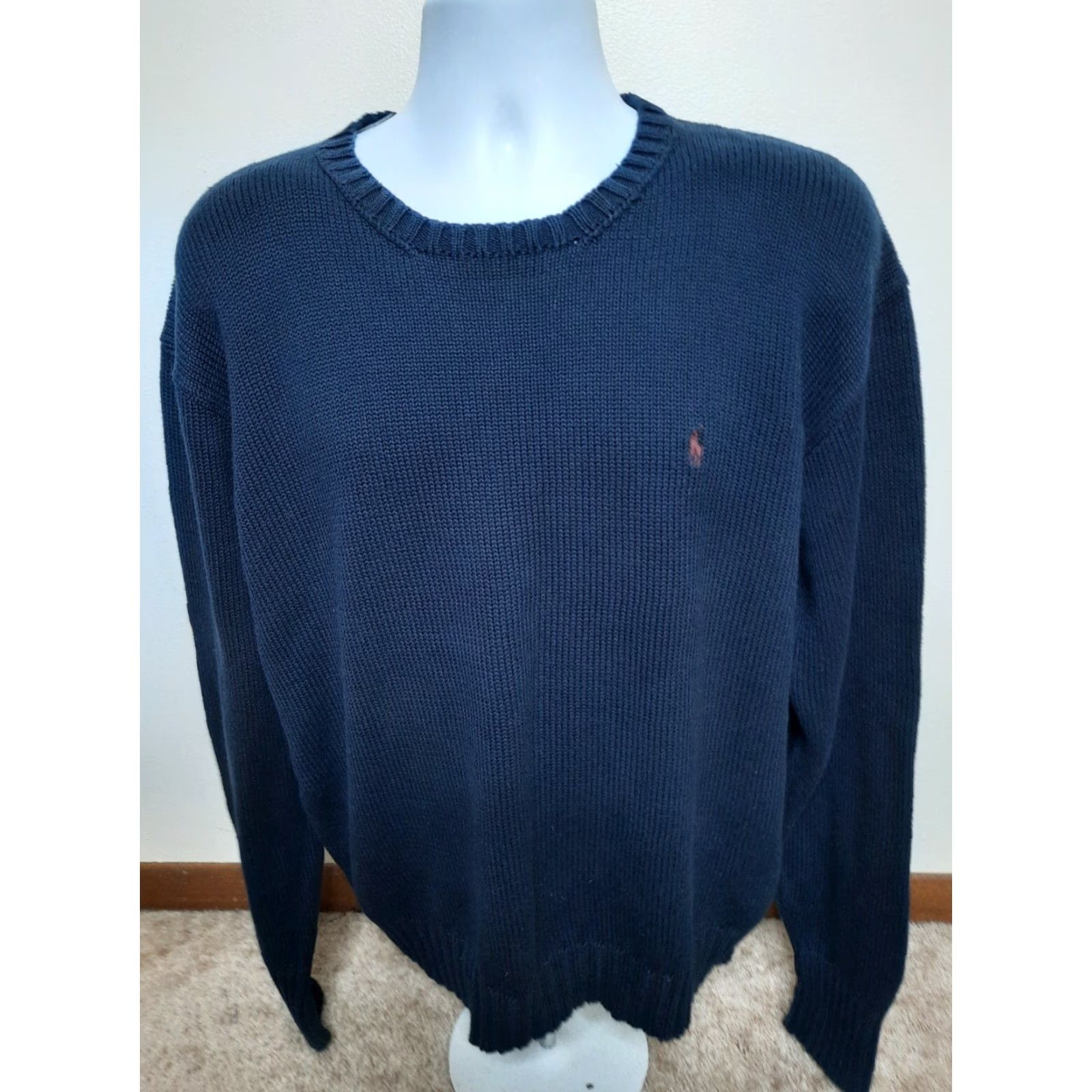 Polo Ralph Lauren VINTAGE Polo by Ralph Lauren Crew Neck Sweater 100% Cotton Knit Size XL Blue Men Pullover Sweatshirt Classic Knit Size US XL / EU 56 / 4 - 3 Thumbnail