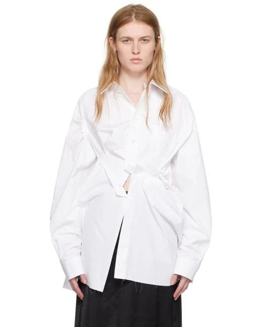 Maison Margiela o1s22i1n0724 Draped Oversized Shirt in White Size M / US 6-8 / IT 42-44 - 2 Thumbnail