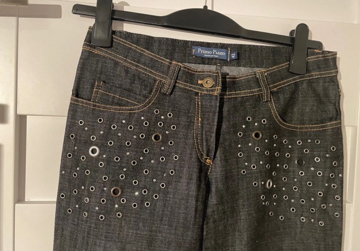Vintage Flared low jeans with studs bootcut jeans Primo Piano Size 28" / US 6 / IT 42 - 5 Thumbnail