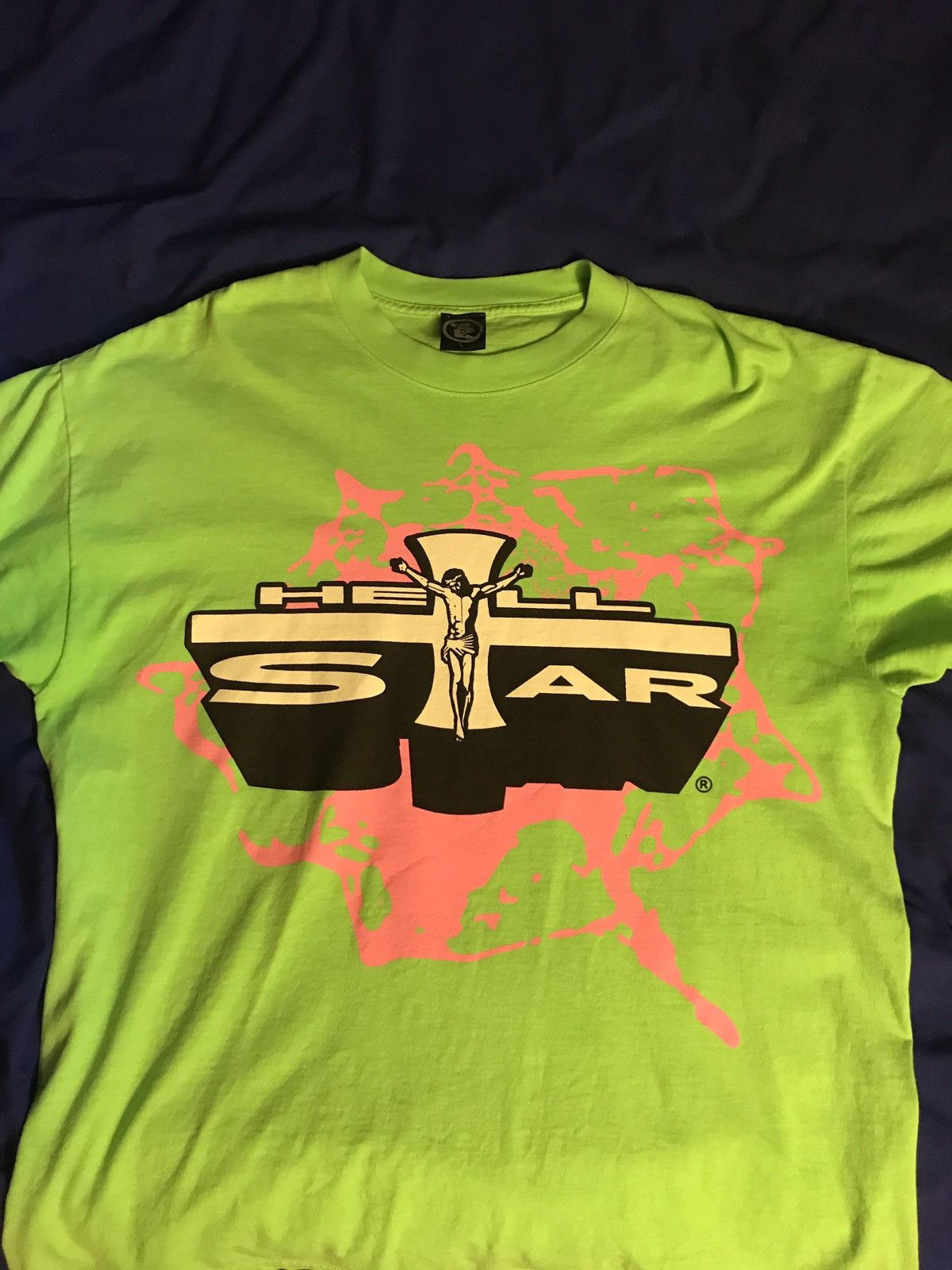 HELLSTAR HELLSTAR green Jesus logo T-Shirt Size US L / EU 52-54 / 3 - 1 Thumbnail
