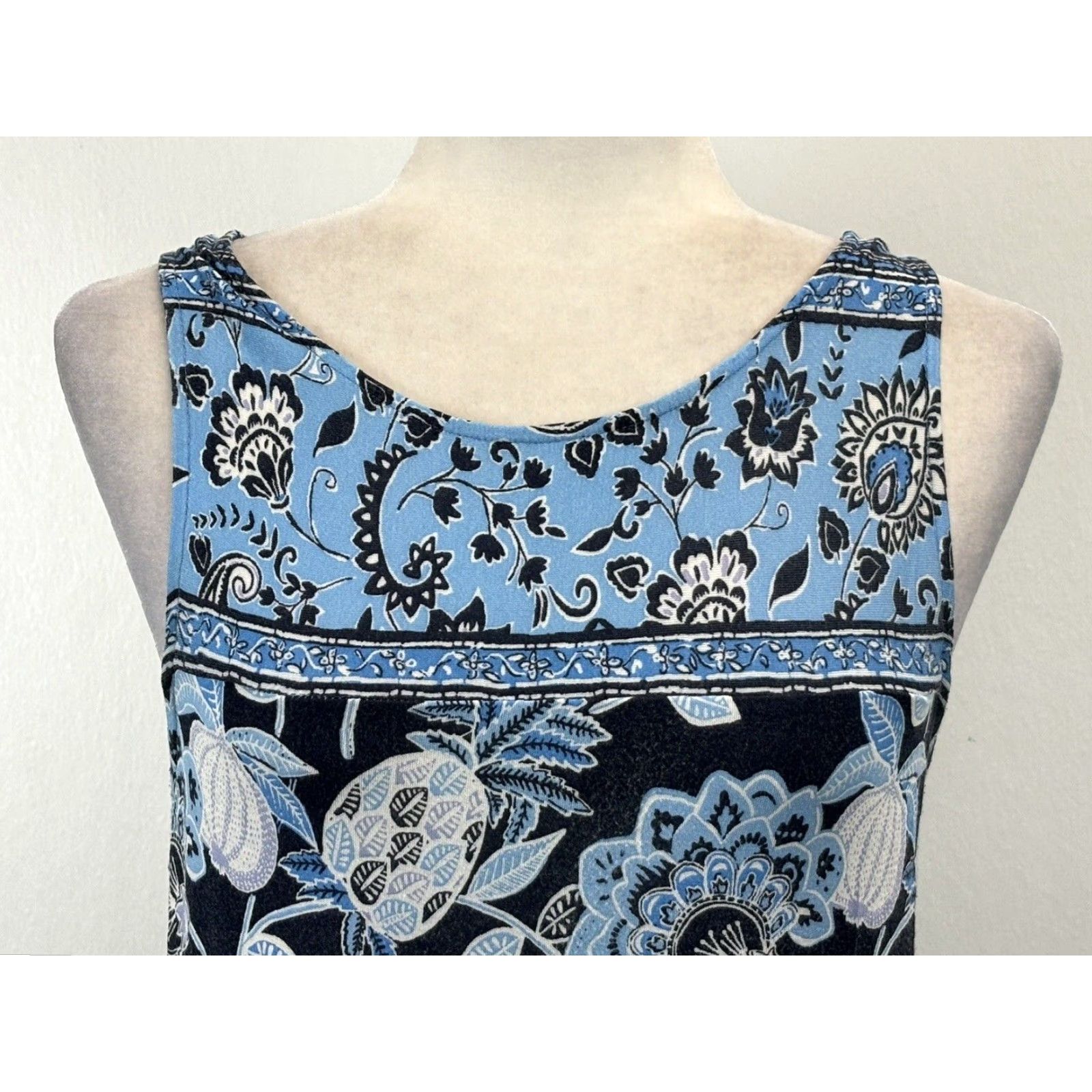 Loft LOFT Floral Sleeveless Dress, Small, Blue, Knee Length Shift, Women Size S / US 4 / IT 40 - 5 Thumbnail
