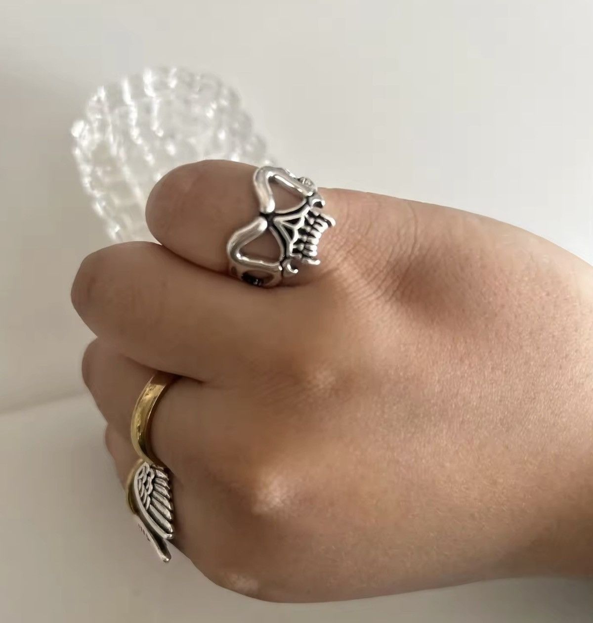 Other Vintage Punk Skeleton Head Resizeable Ring Size ONE SIZE - 7 Thumbnail
