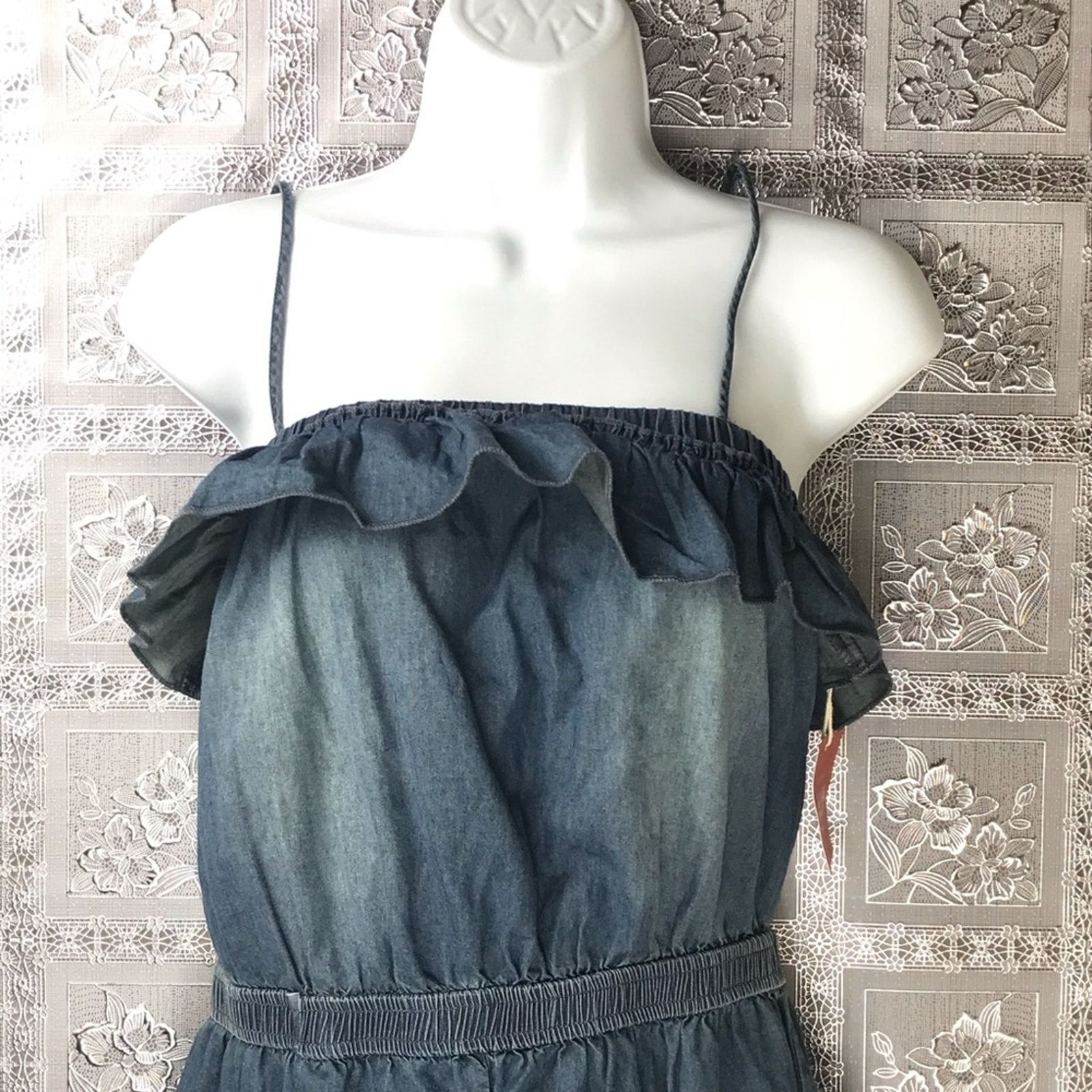 Other NWT Mossimo Blue Denim Strappy Ruffle Romper Size 28" / US 6 / IT 42 - 2 Thumbnail