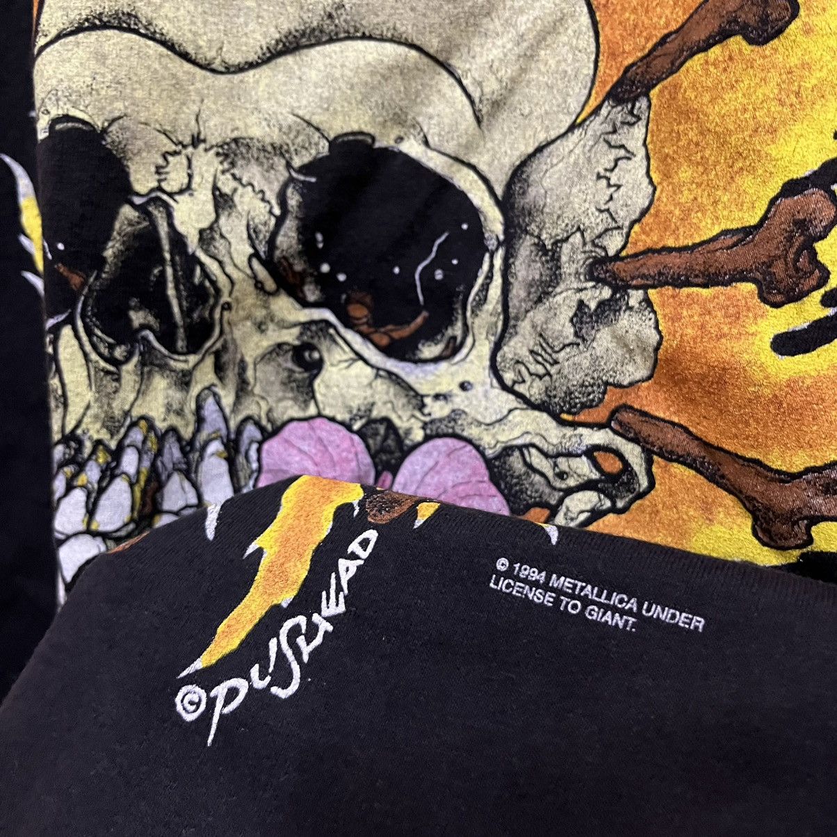Band Tees × Metallica × Vintage Vintage 1994 Metallica Big Skull Pushead T Shirt Size US L / EU 52-54 / 3 - 5 Thumbnail