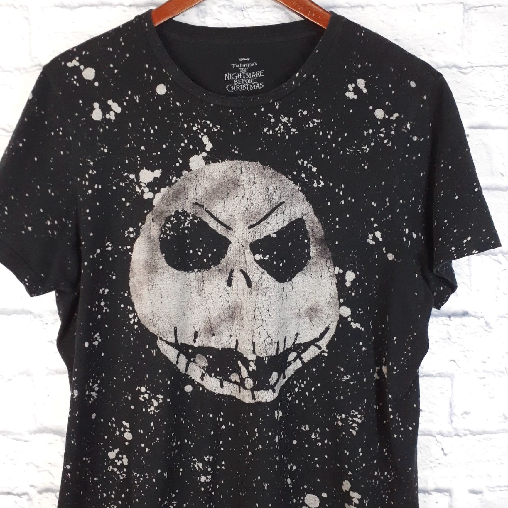 Disney Disney Nightmare Before Christmas Jack T Shirt Bleach Splatter Womens S Black Christmas Short Sleeve Basic T-Shirt Size S / US 4 / IT 40 - 2 Thumbnail