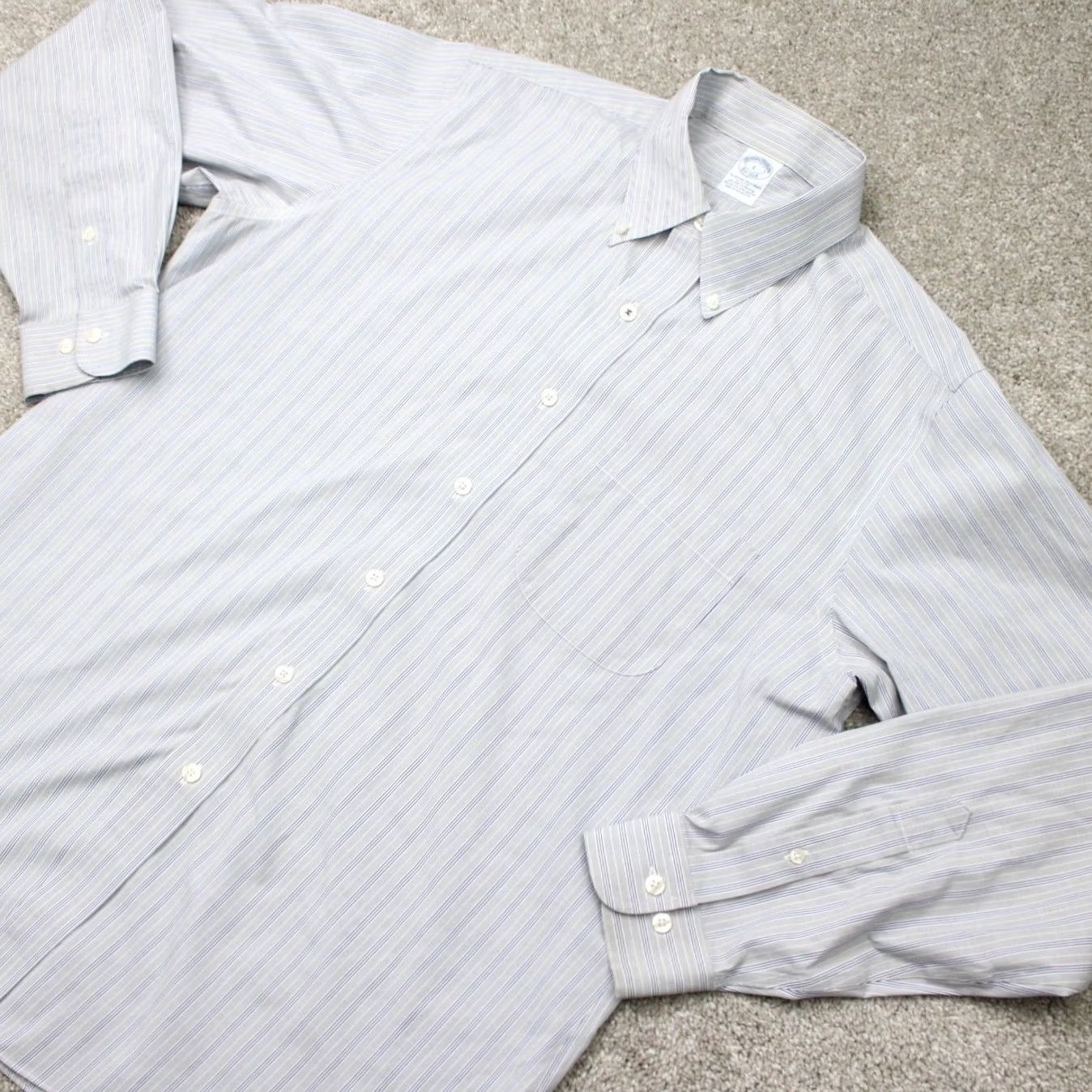 Brooks Brothers Brooks Brothers Shirt Mens Large Gray Slim Fit Non-Iron Stretch Long Sleeve Button-Up Size US L / EU 52-54 / 3 - 4 Thumbnail