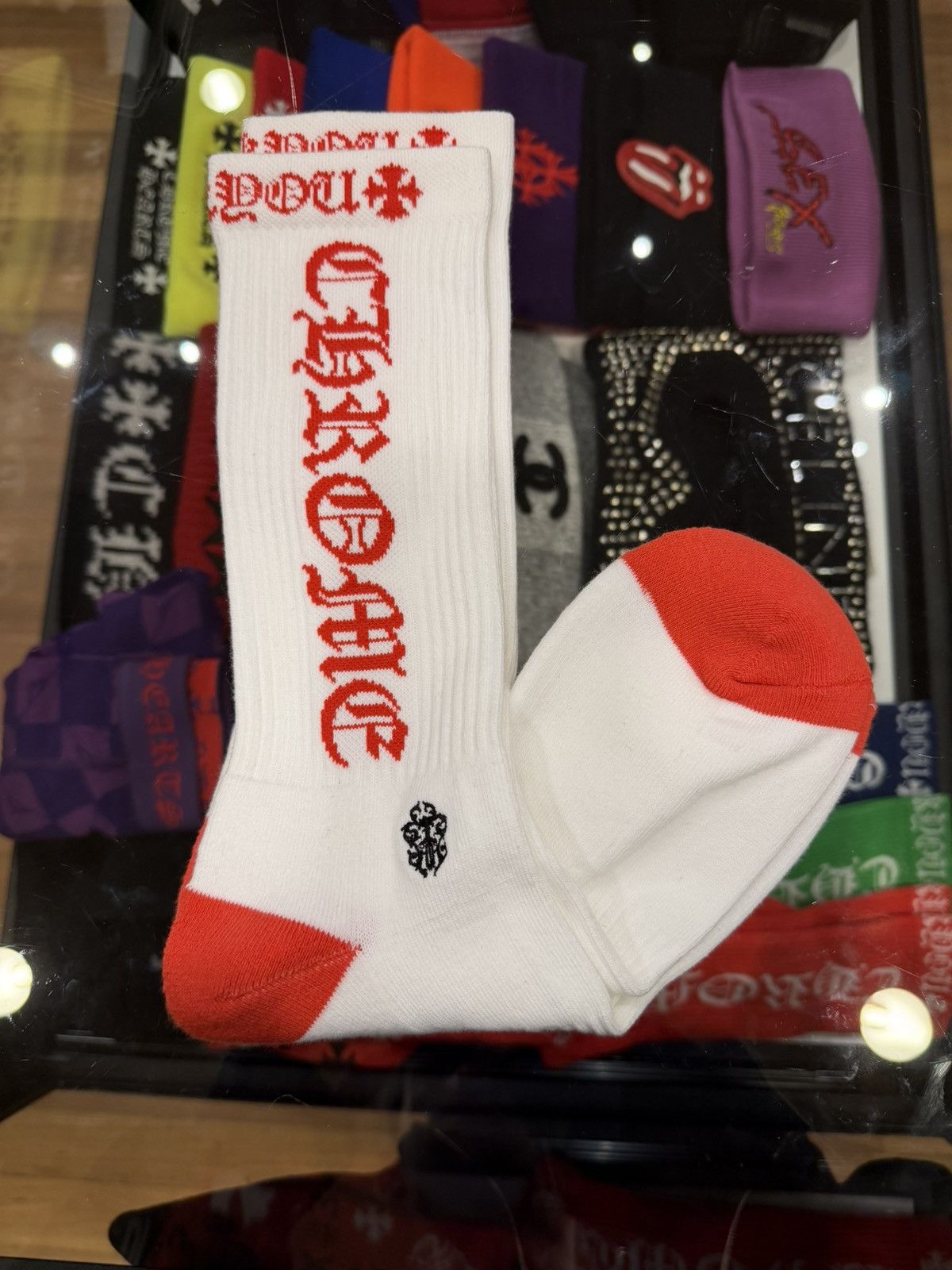 Chrome Hearts Chrome hearts white/pink chomper socks | Grailed