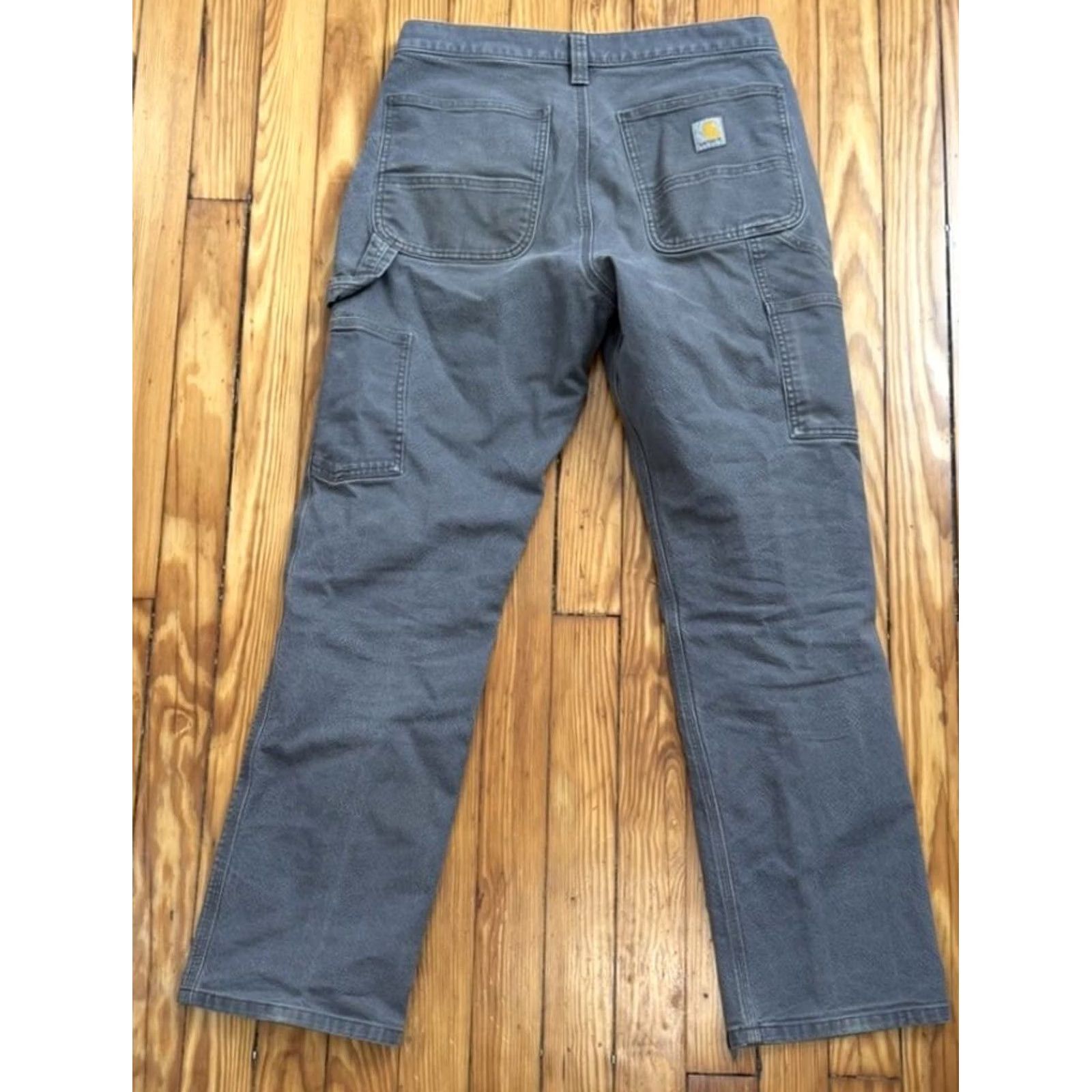 Carhartt VINTAGE Carhartt 103279 GVL Relaxed Fit Rugged Flex Duck Work Pants Grey 31x32 Distress Size US 31 - 2 Thumbnail
