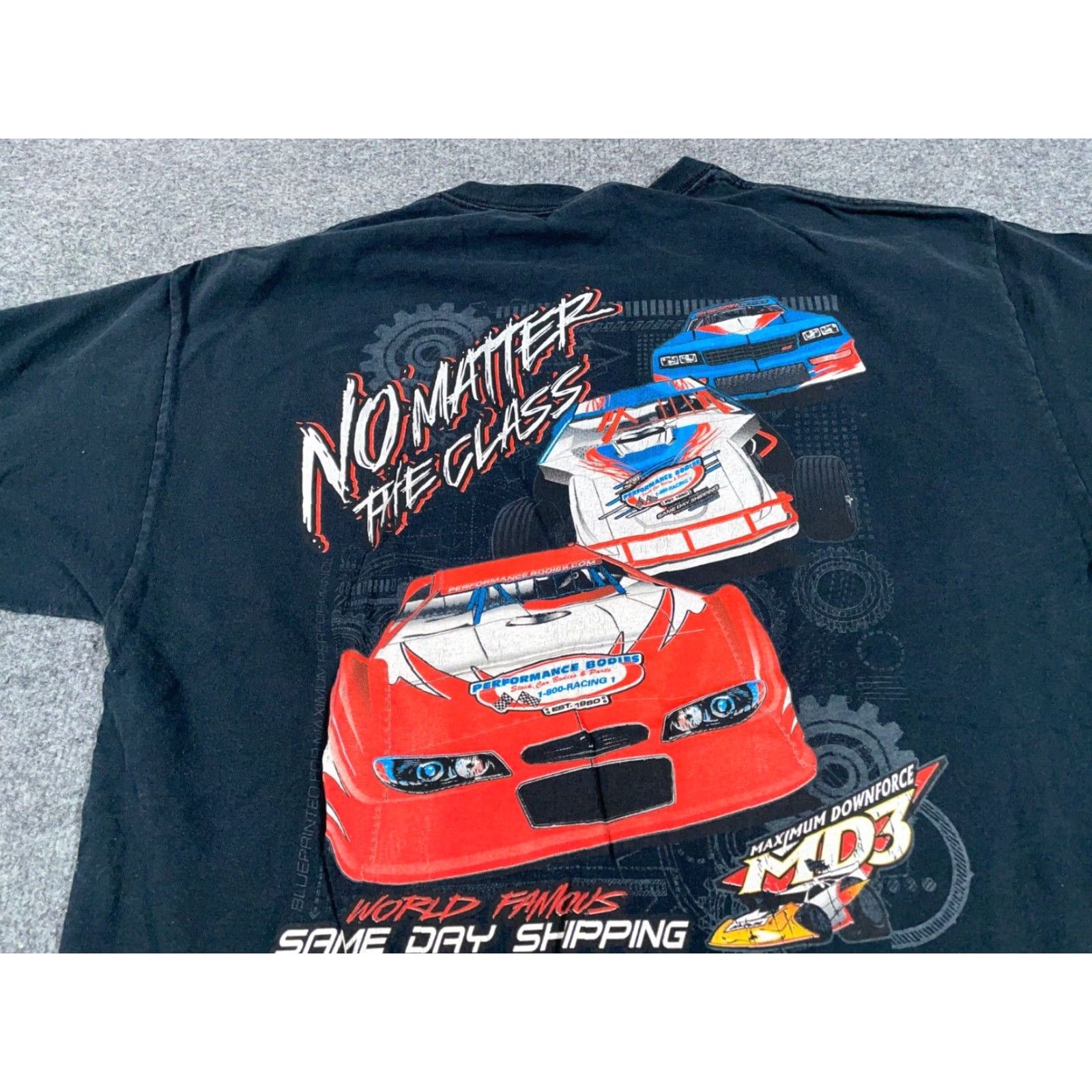 Gildan VINTAGE Gildan Stock Car Racing T-Shirt Adult Large Black Double Sided Graphic Tee 90s Mens Size US L / EU 52-54 / 3 - 3 Thumbnail