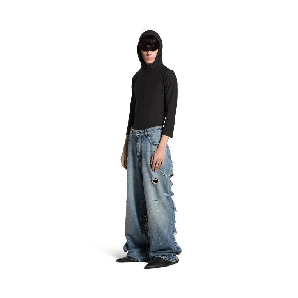 Balenciaga o1w1db10525 Super Destroyed Baggy Jeans Pant in Blue Size US 32 / EU 48 - 3 Thumbnail