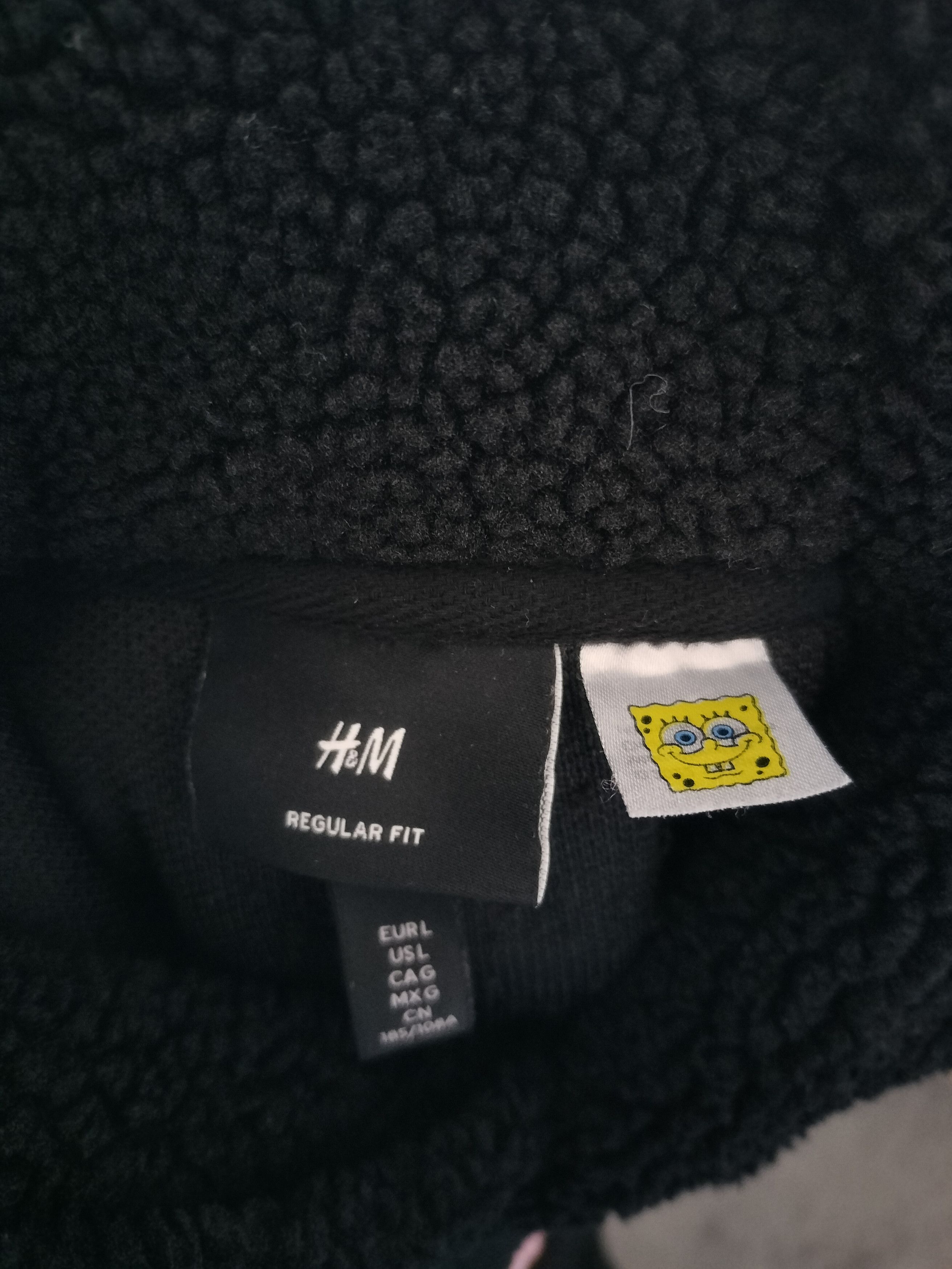 H&M H M Spongebob Patrick Embroidery Boa Fleece Hoodie Black Size US L / EU 52-54 / 3 - 2 Thumbnail