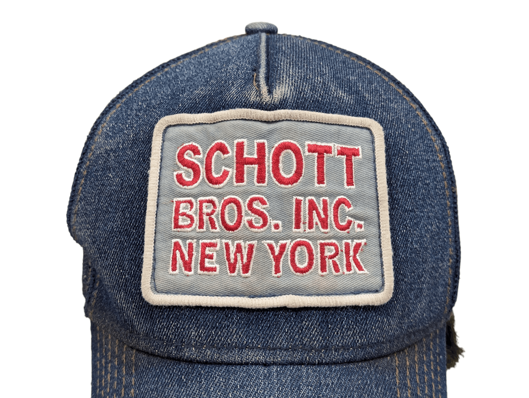 Schott SCHOTT DENIM DISTRESSED TRUCKER HAT CAP Size ONE SIZE - 6 Thumbnail