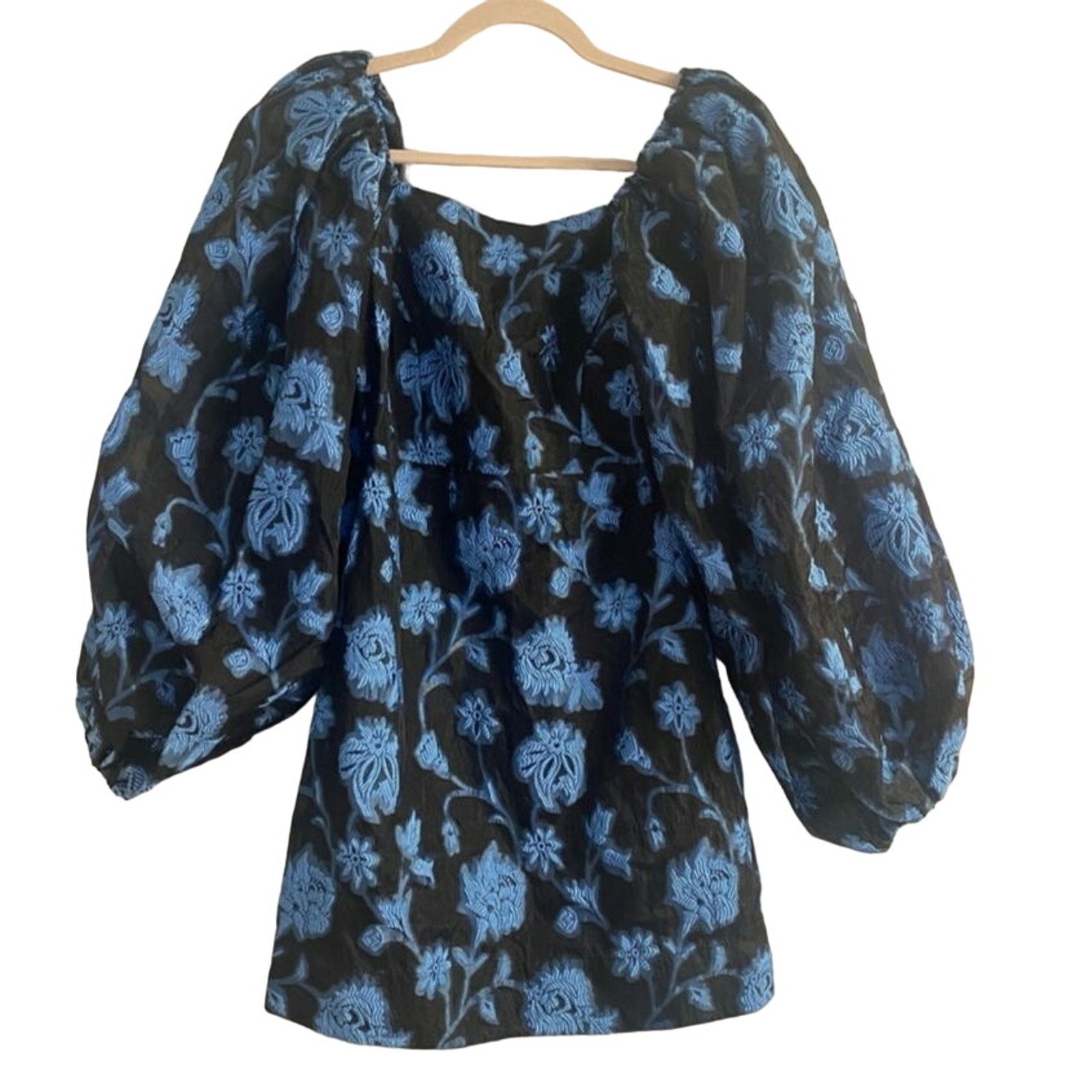 Free People New FREE PEOPLE Aureta Georgia Mini Dress $268 XS Black/Blue Size XS / US 0-2 / IT 36-38 - 7 Thumbnail
