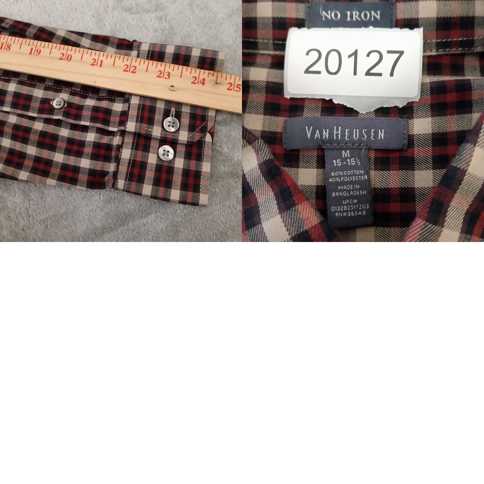 Van Heusen Van Heusen Shirt Mens Medium Red Plaid Long Sleeve Button Down Cotton Blend - Vintage Size US M / EU 48-50 / 2 - 8 Thumbnail