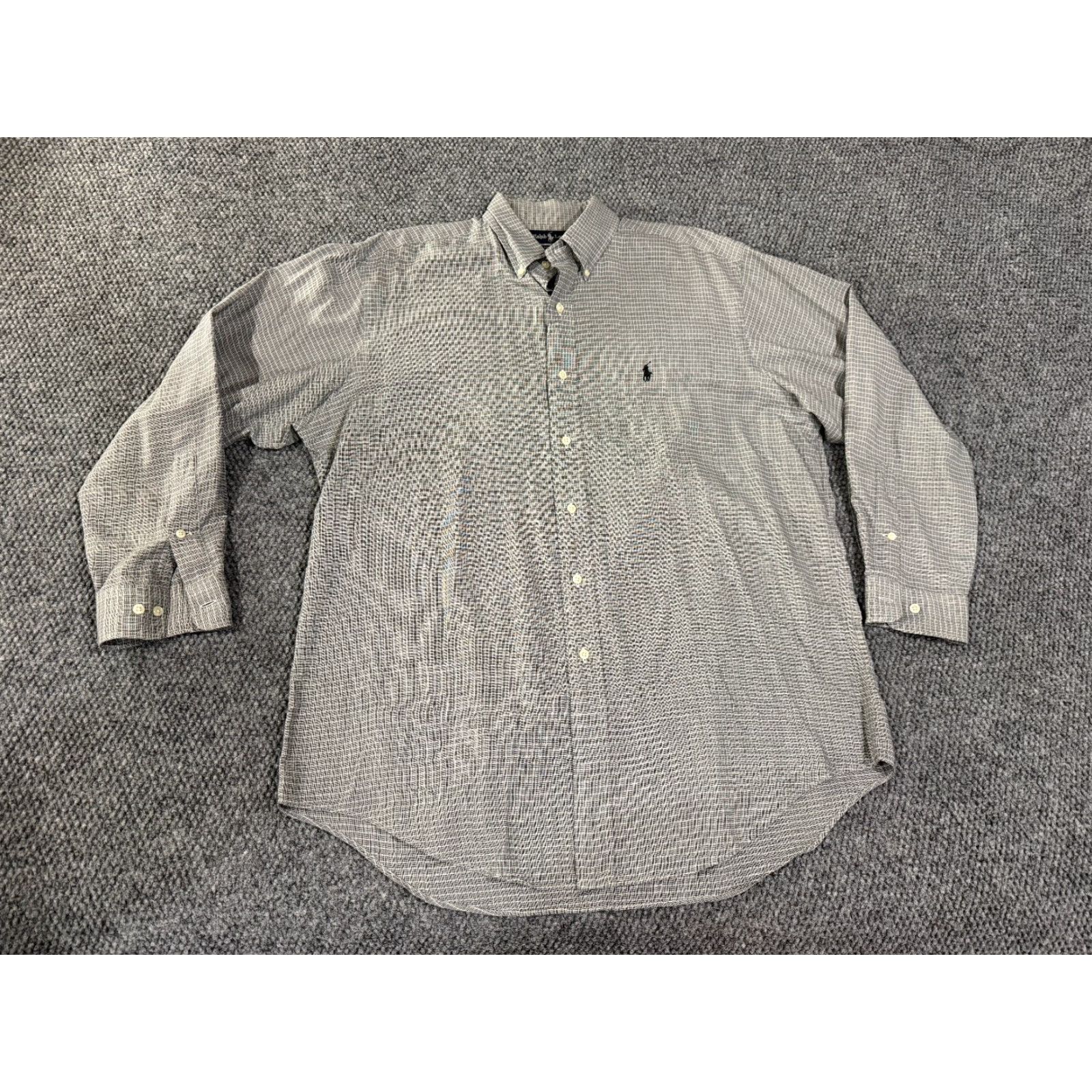 Nautica Ralph Lauren Button Up Shirt Mens 16 32/33 Gray White Check Long Sleeve yarmouth Size US L / EU 52-54 / 3 - 2 Thumbnail