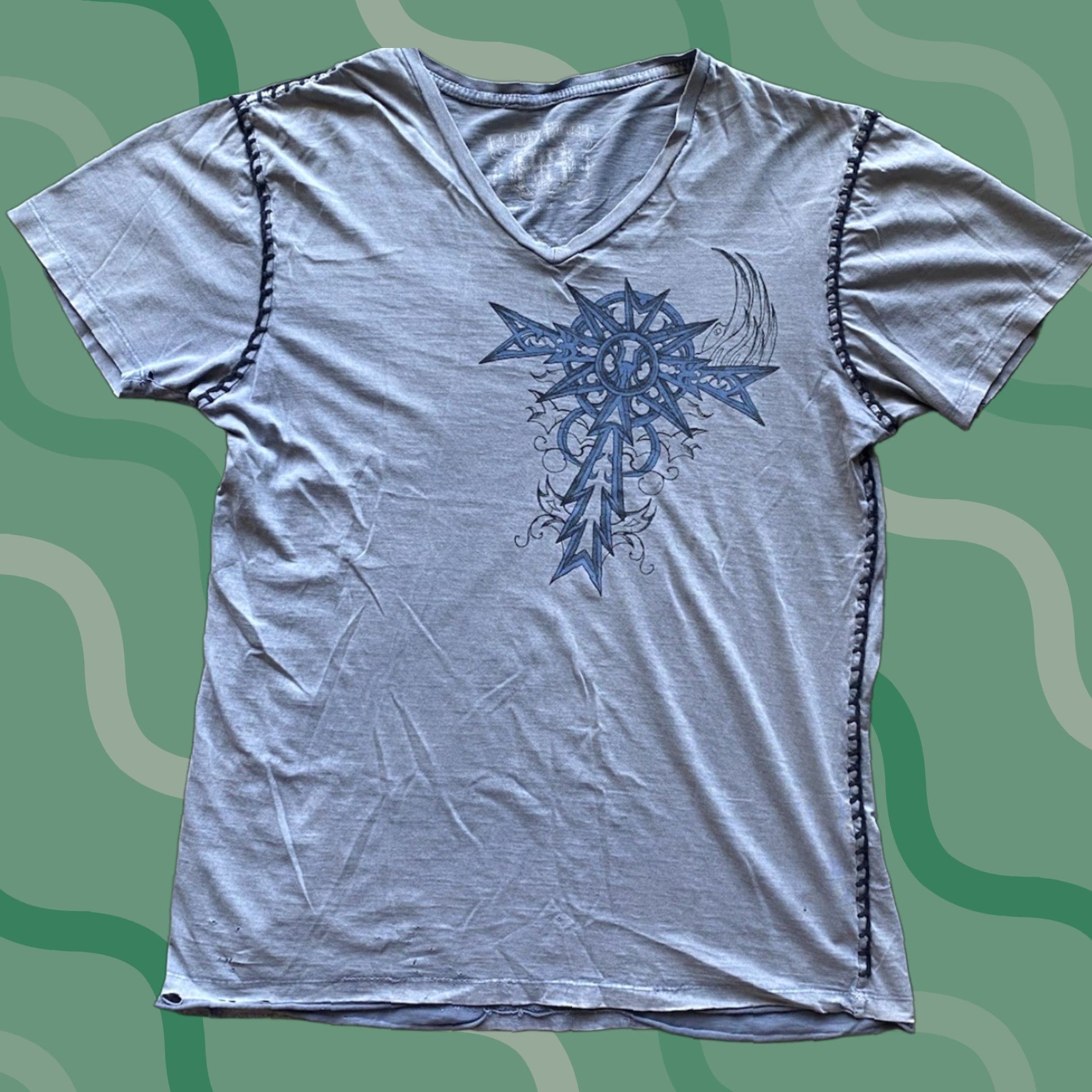 Vintage Eighty Eight T-Shirt Men L Gray Tribal Cross Y2K Short Sleeve Regular Vintage? Size US L / EU 52-54 / 3 - 1 Thumbnail