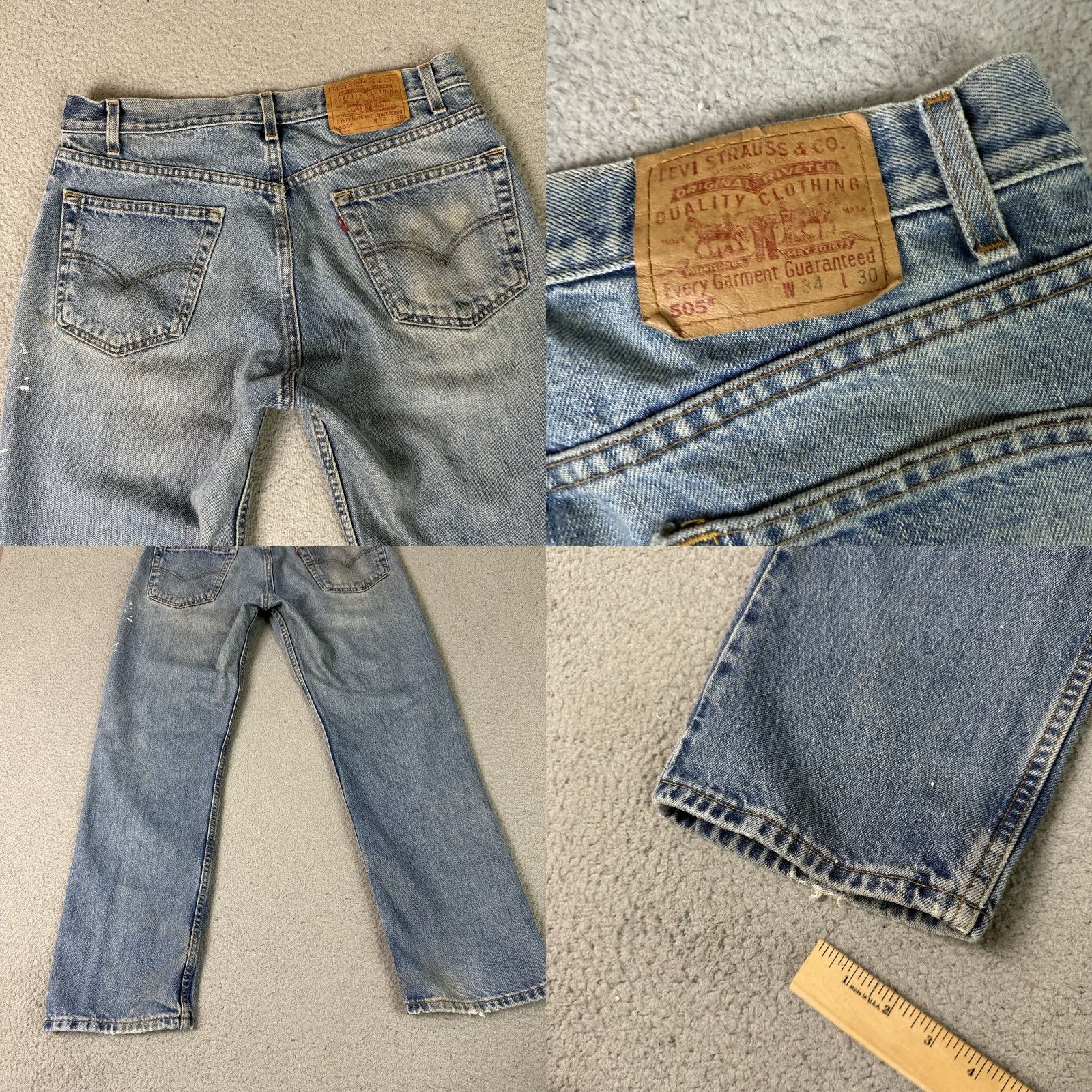 Levi's VINTAGE Levi's 505 Jeans Adult 34x30 Light Blue Straight Regular 90s Grunge Denim Jeans Mens Size US 34 / EU 50 - 8 Thumbnail