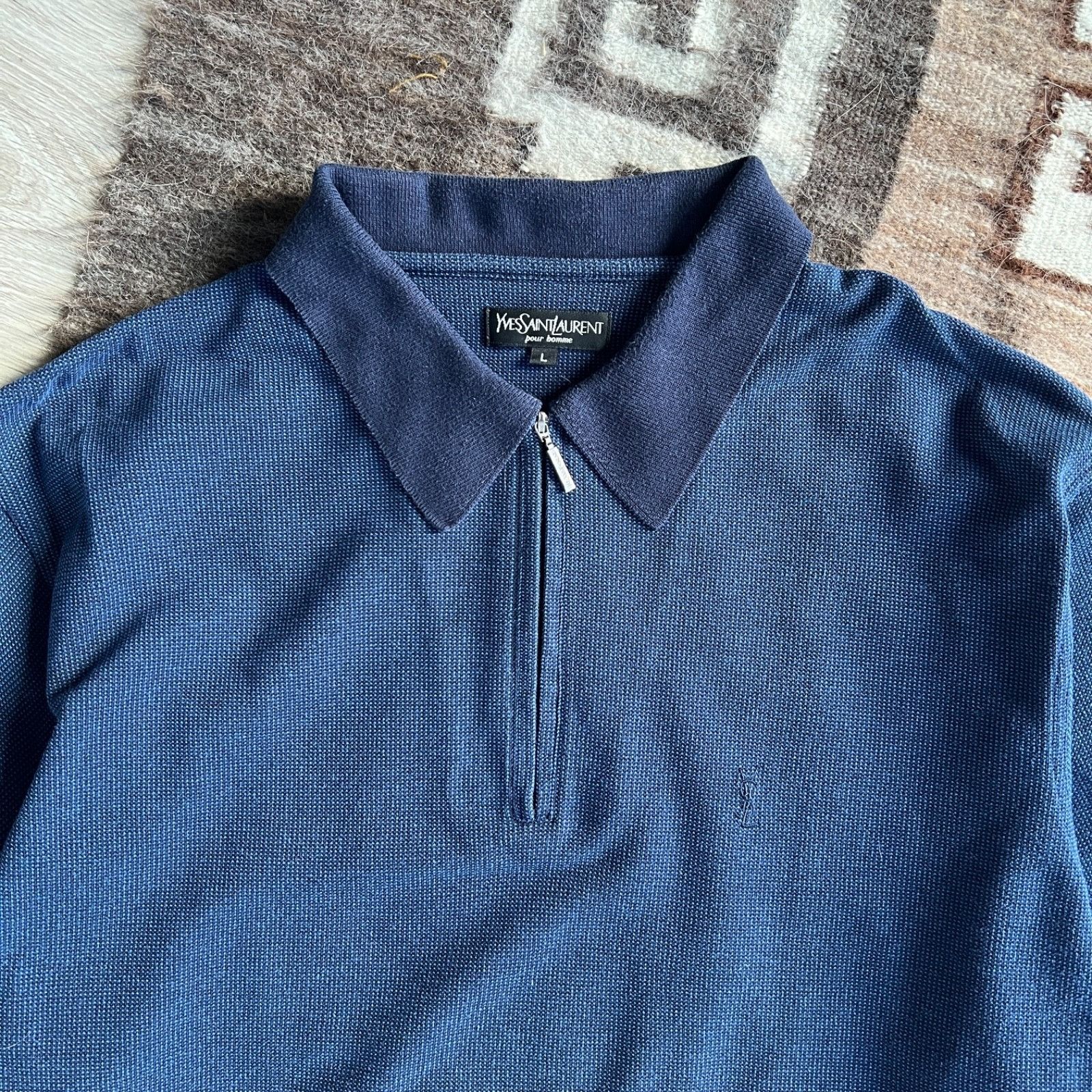 Saint Laurent Paris Yves Saint Laurent Vintage Half Zip Sweater 9954AC Size US L / EU 52-54 / 3 - 2 Thumbnail