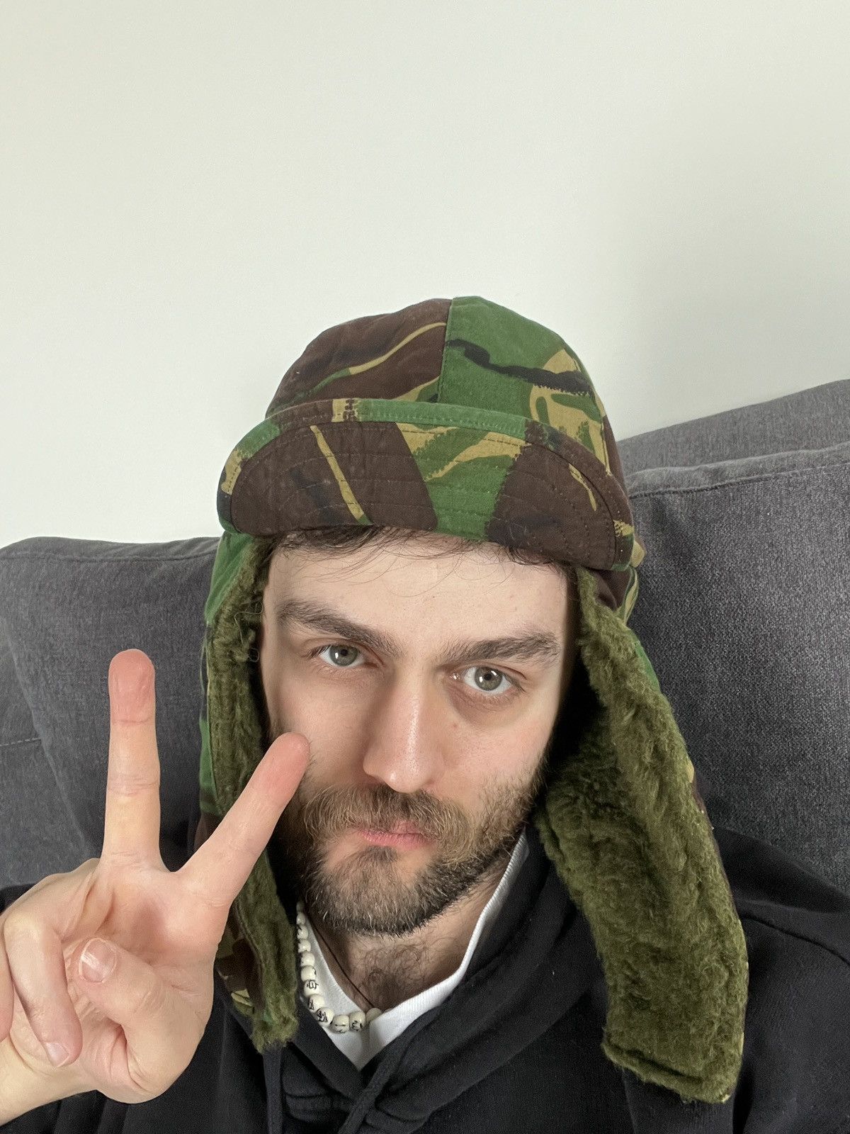 Vintage Kurt Cobain Style DPM Camo Trapper Hat Military Ushanka Size ONE SIZE - 25 Thumbnail