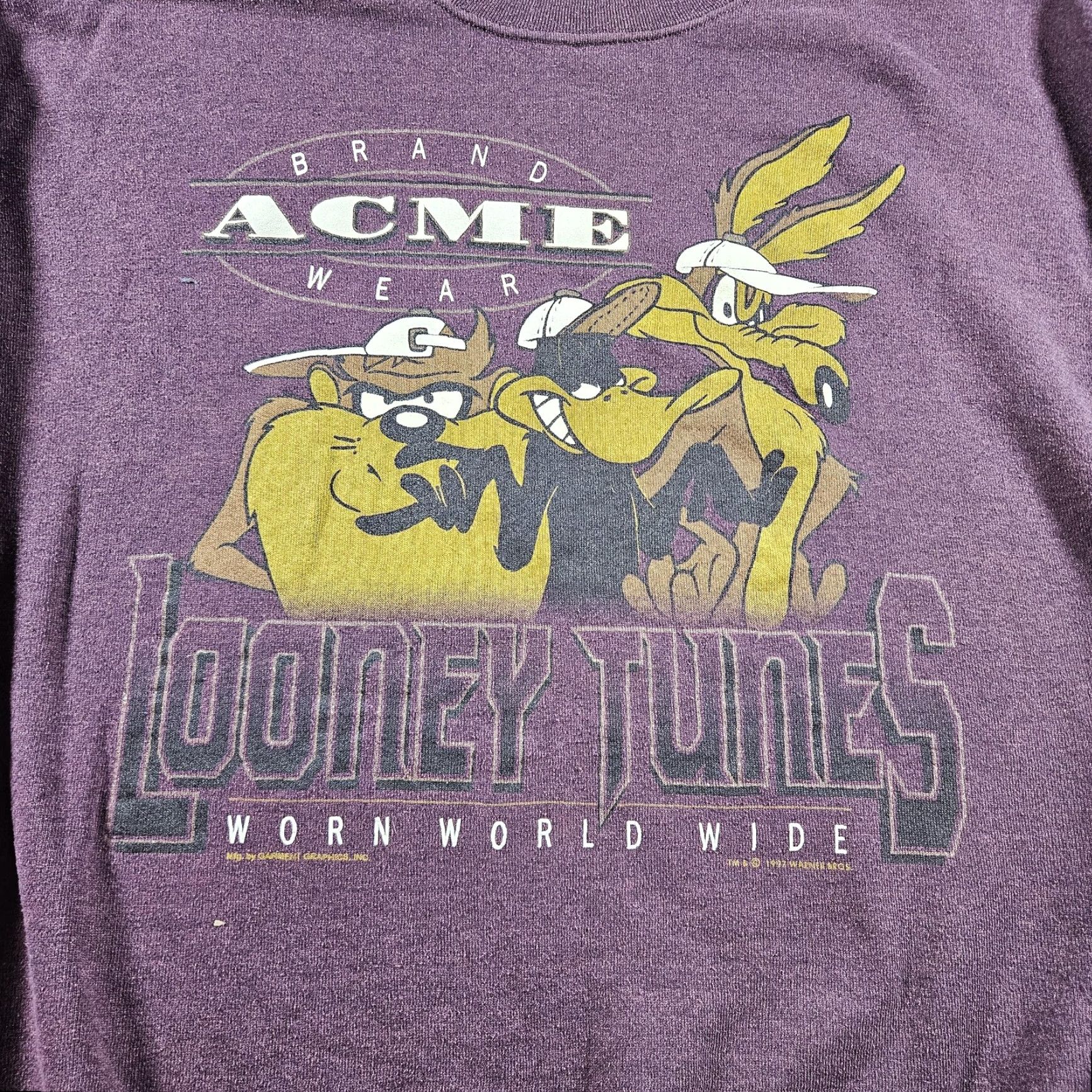 Vintage VINTAGE H.I. MILLER Sweatshirt Mens XL Burgundy Red Taz Wile E. Coyote Looney Tunes Graphic Print 90s Pullover Crew Neck Size US XL / EU 56 / 4 - 2 Thumbnail