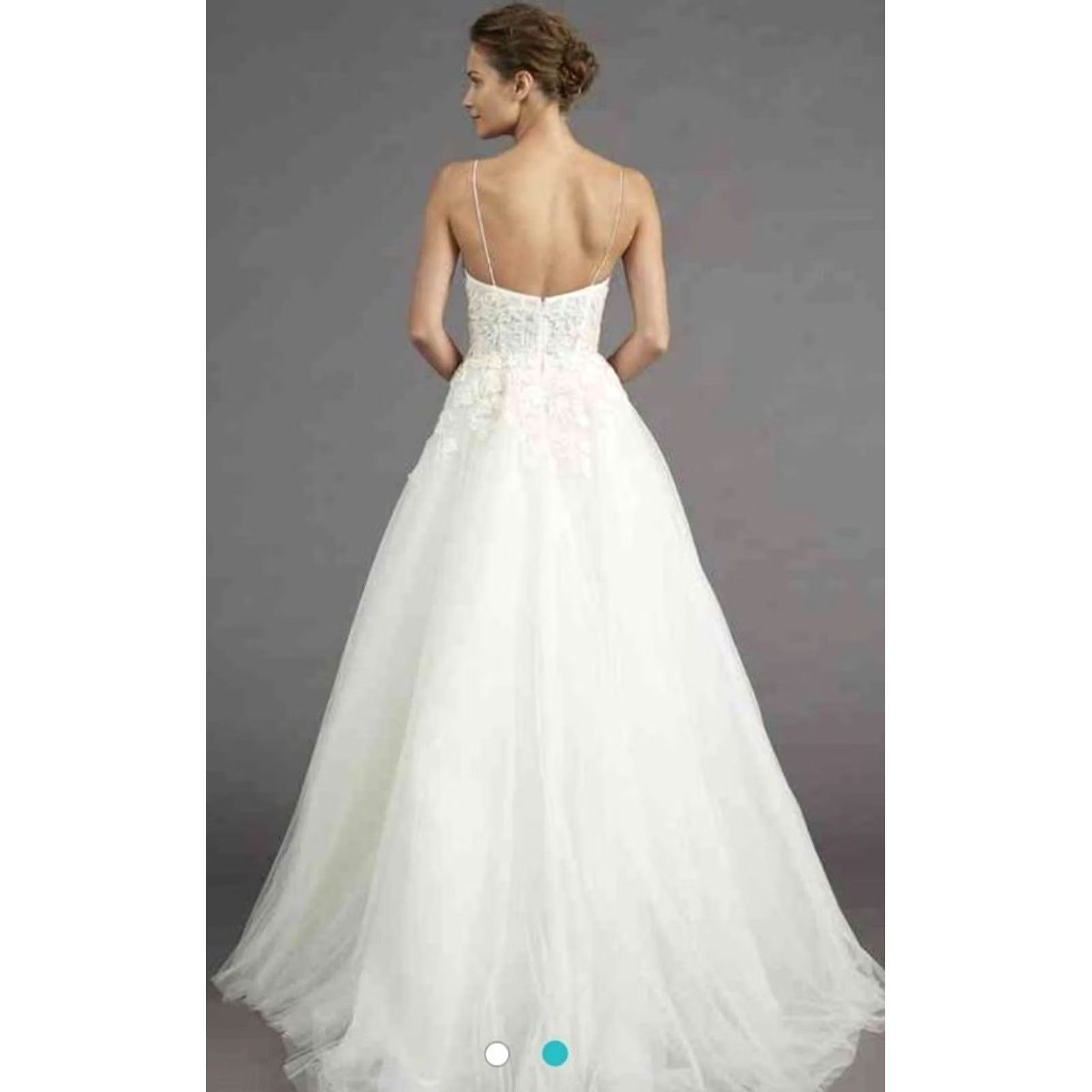 Vintage Nouvelle Amsale Hand Beaded Tulle Embellished Ivory Wedding Dress Size 8 700 Size ONE SIZE - 2 Thumbnail