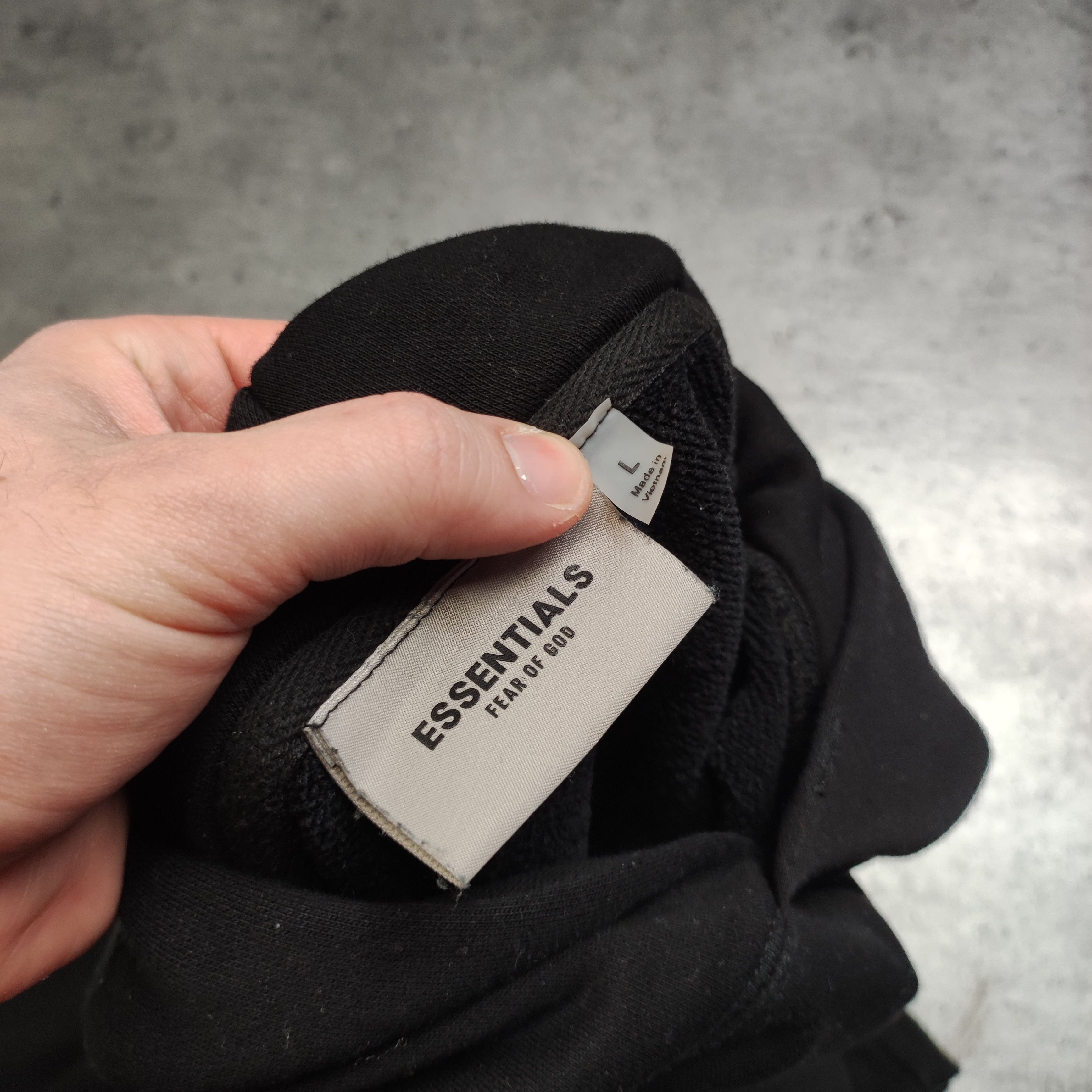 Essentials × Fear of God FOG Fear Of God Essentials Classic Sleeve Logo Black Hoodie Size US L / EU 52-54 / 3 - 7 Thumbnail