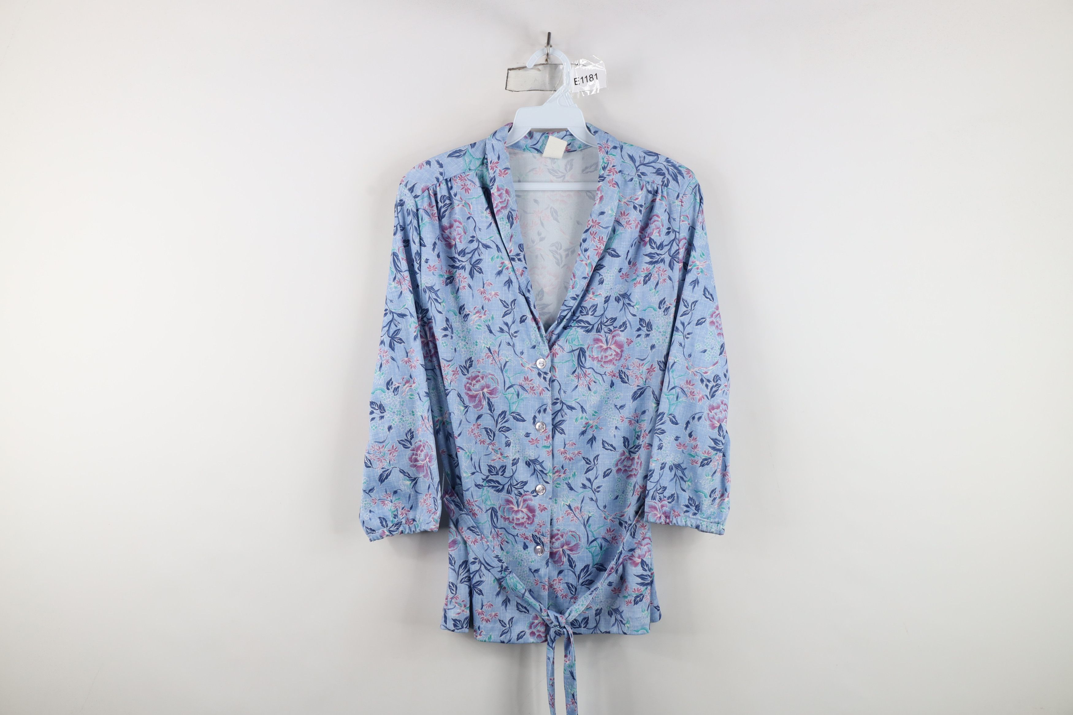 Vintage Vintage 70s Streetwear Flower Knit Button Shirt Polyester Size M / US 6-8 / IT 42-44 - 1 Thumbnail