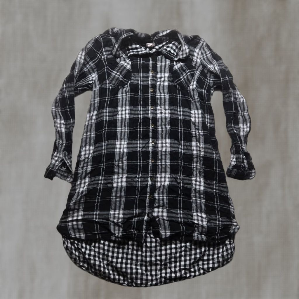 Merona Merona Black White Checkered Button Up Extra Long Adult Women's Size 2XL XXL Shirt Size XXL / US 16-18 / IT 52-54 - 1 Thumbnail